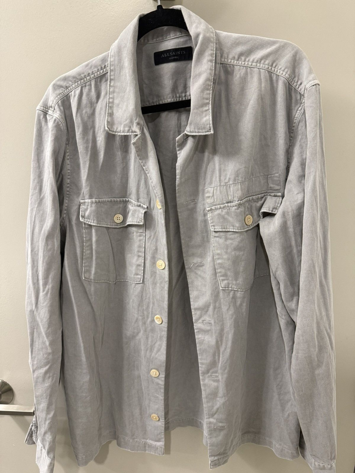 Allsaints All Saints Light Gray Shirt Size US XL / EU 56 / 4 - 1 Thumbnail