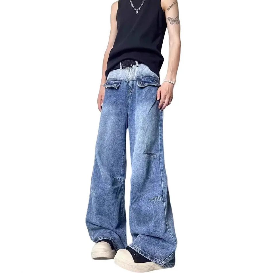 Japanese Brand Retro loose casual straight leg wide leg jeans Size US 32 / EU 48 - 5 Thumbnail