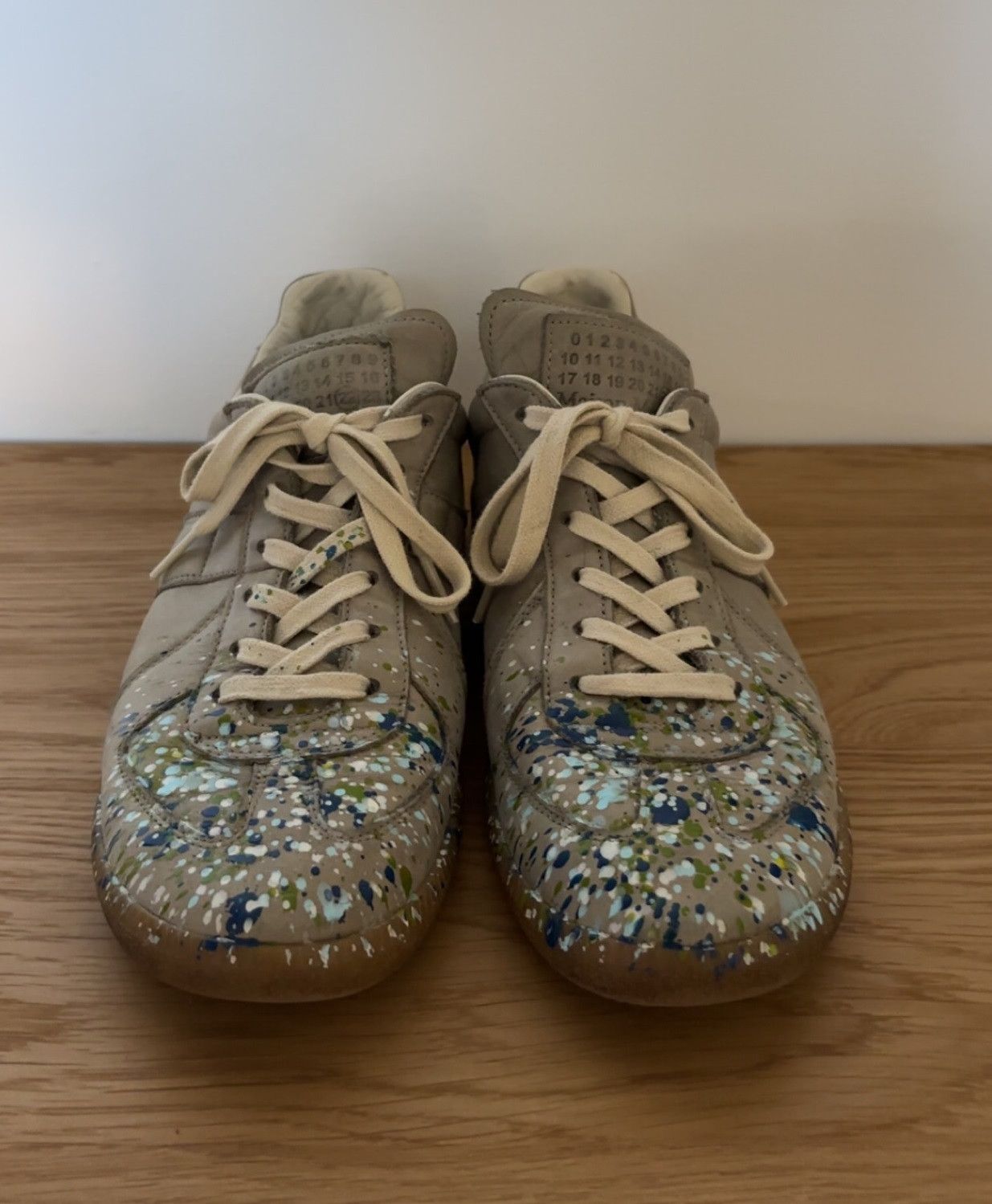 Maison Margiela Paint Splatter GATs w/ Box | Grailed