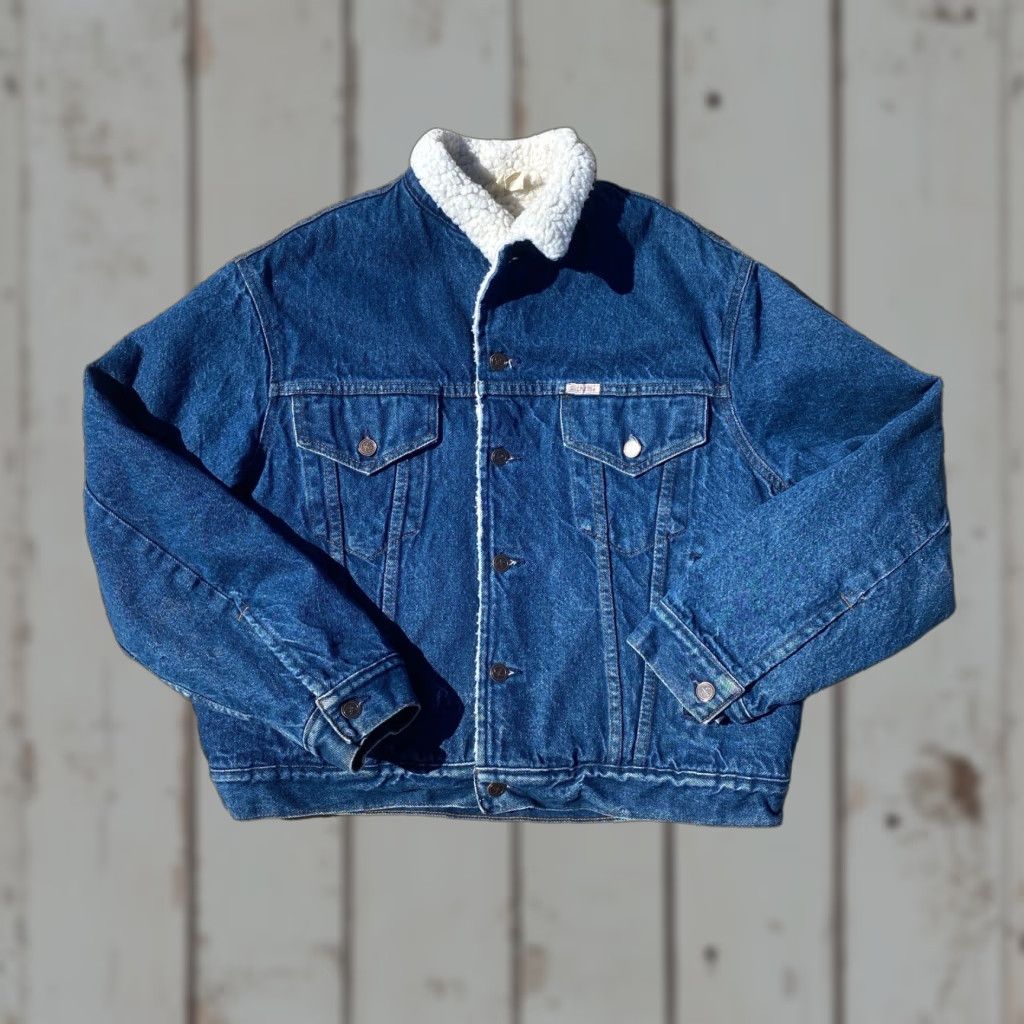 Denime VINTAGE Sheplers Denim Coat Jacket Western Trucker Shearling Sherpa Cotton Blue Men's Small Size US S / EU 44-46 / 1 - 1 Thumbnail