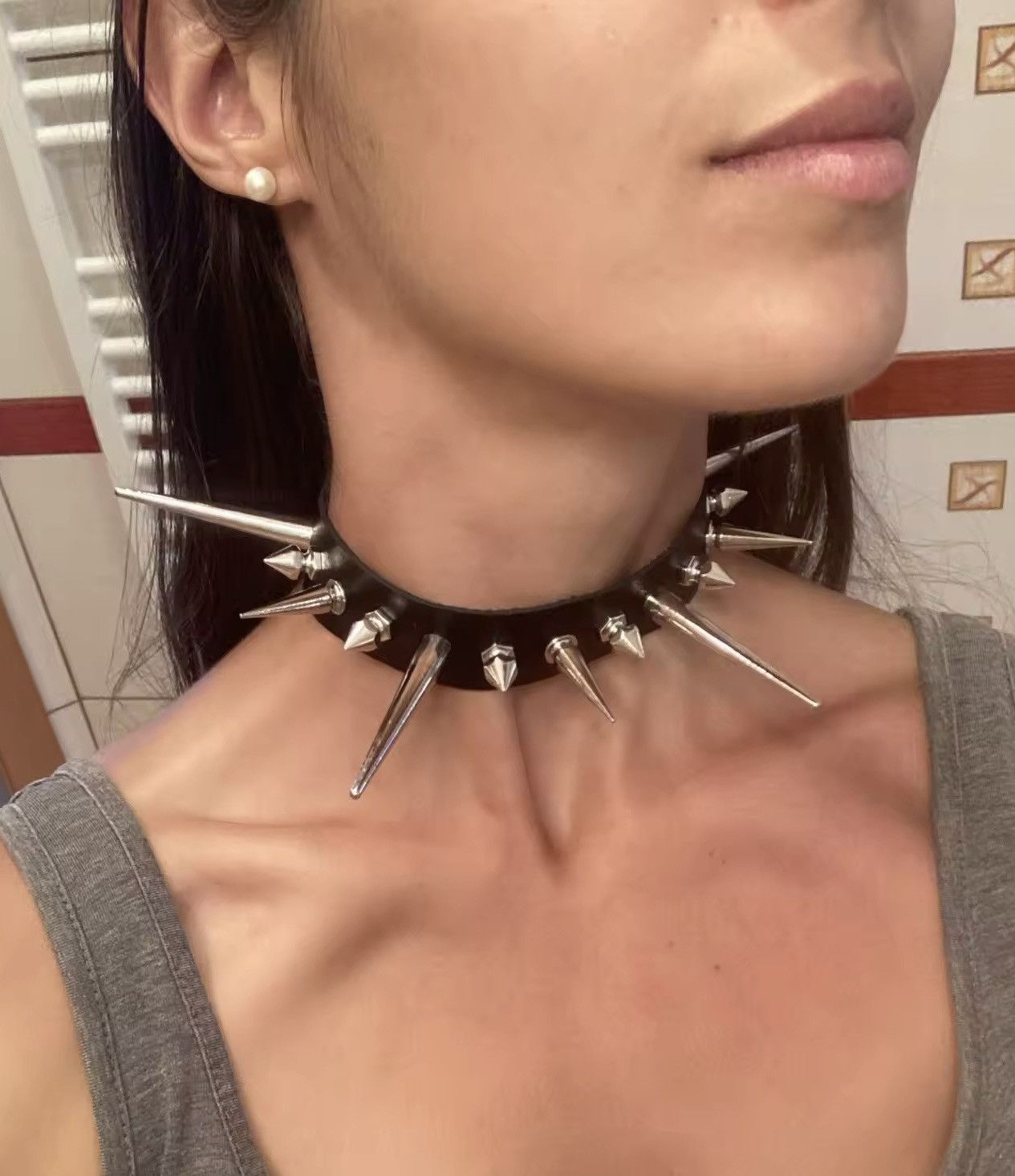 Leather × Metallica Faux Leather Collar Rivets Studded Necklace Size ONE SIZE - 6 Thumbnail