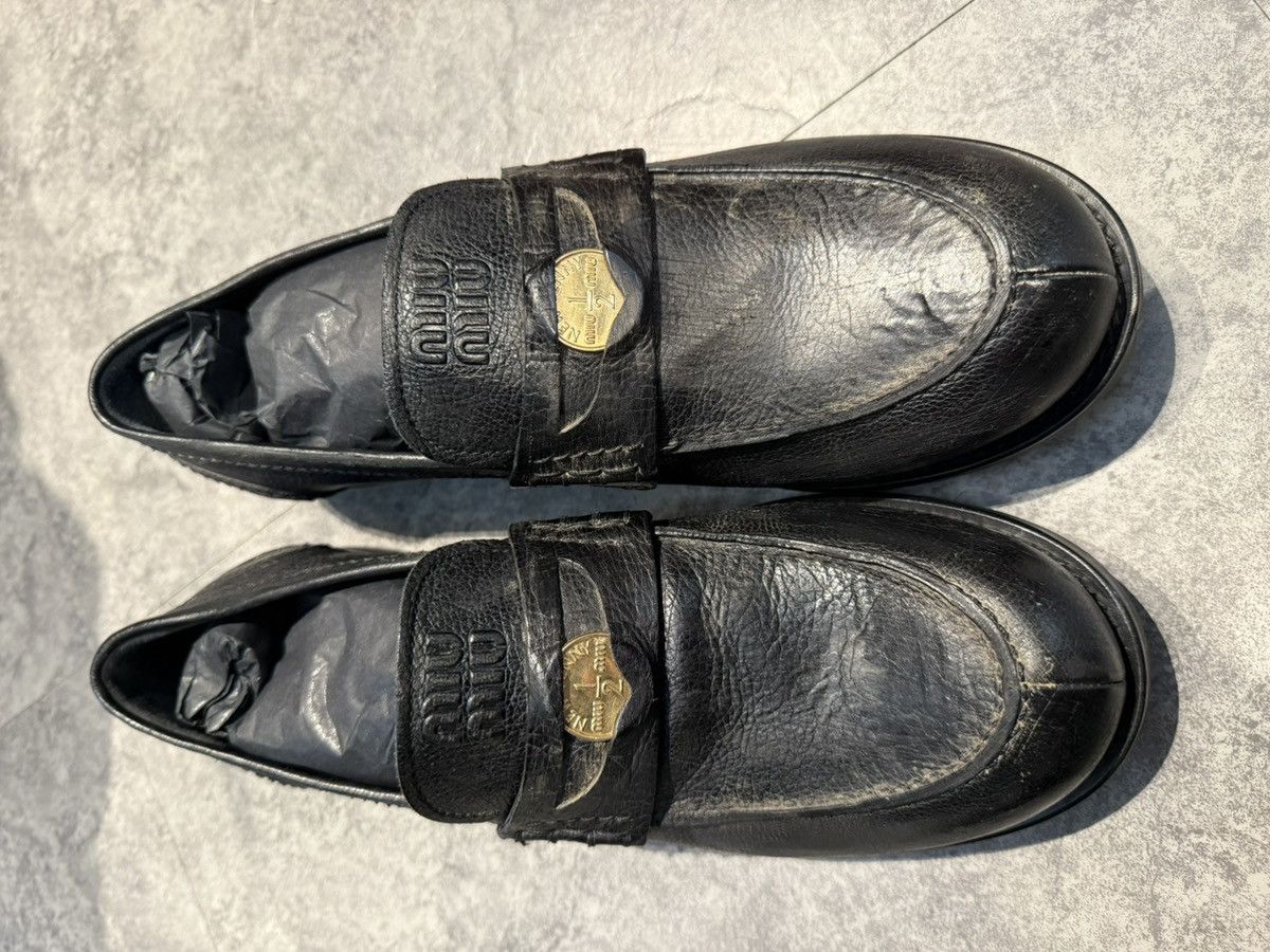 Miu Miu MIU MIU Embellished effect leather penny loafers Size US 12 / IT 42 - 13 Thumbnail