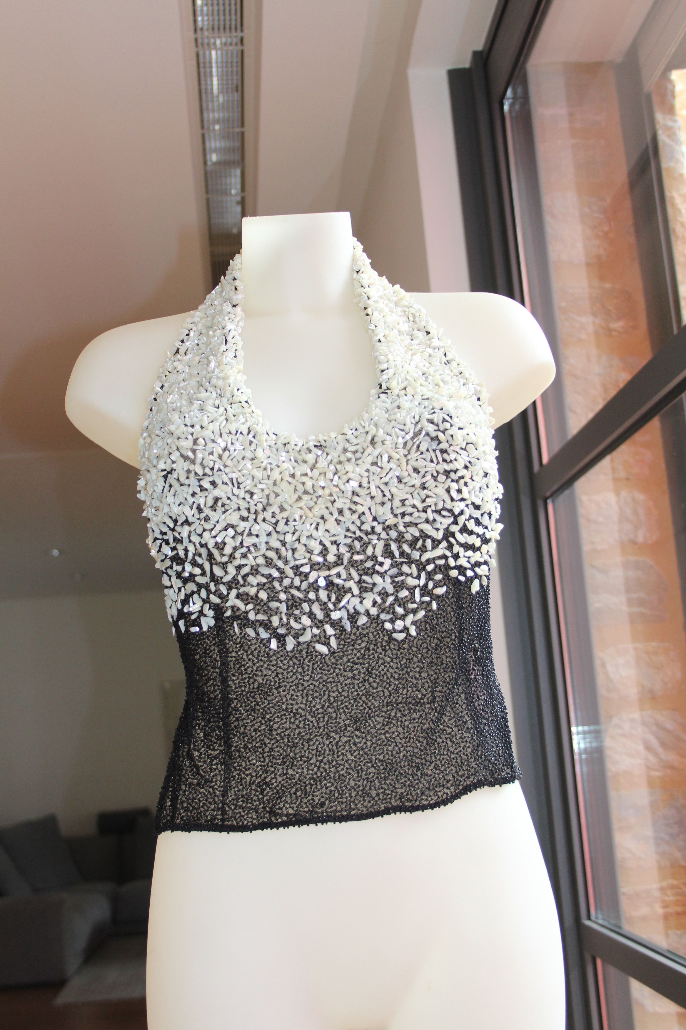 Versace Silk mother-of-pearl beads Halter Top Size S / US 4 / IT 40 - 1 Thumbnail
