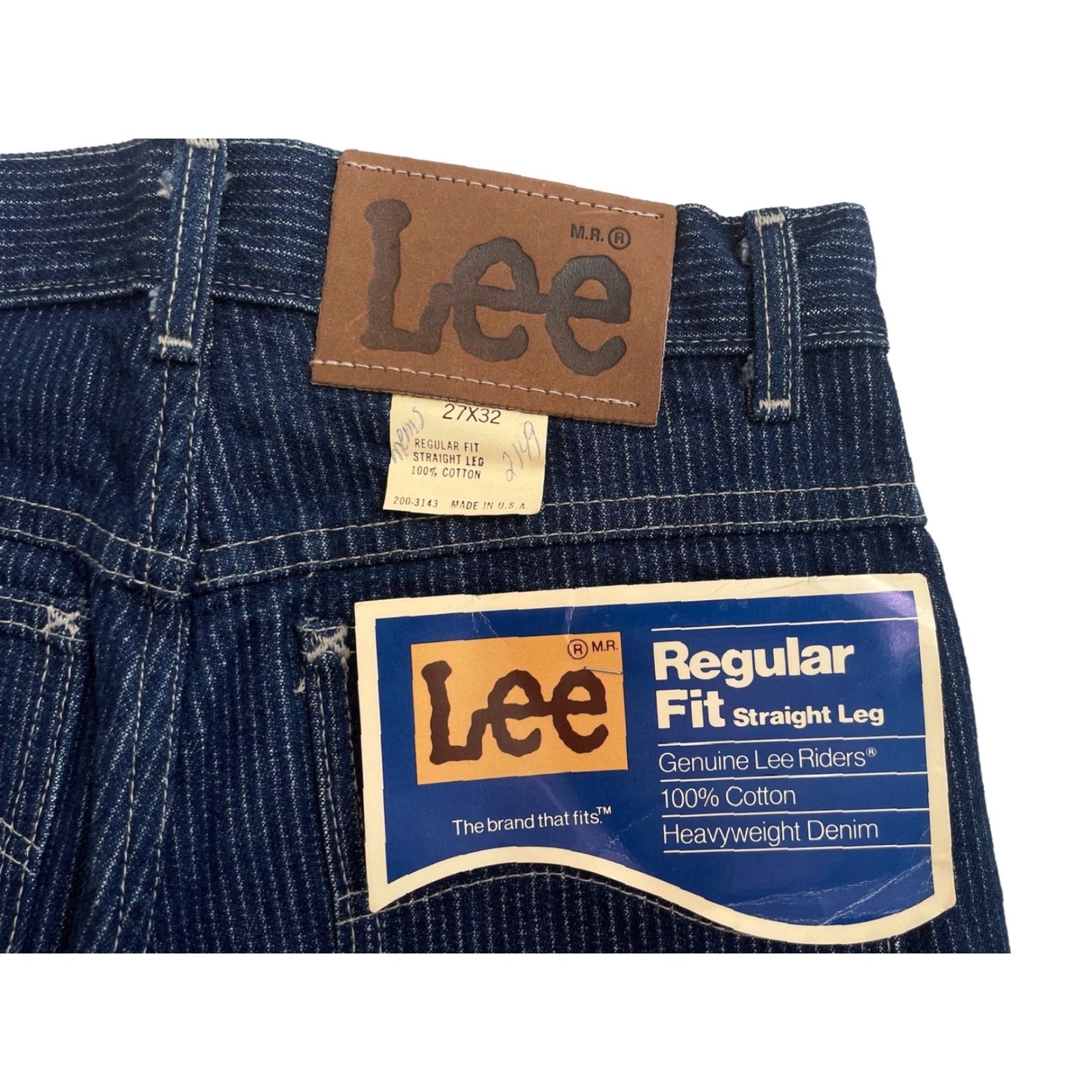 Lee VINTAGE Lee Railroad Stripe Jeans Straight Size 27x32 NWT USA Men Regular 100% Cotton Dark Blue Jeans Size US 27 - 4 Thumbnail