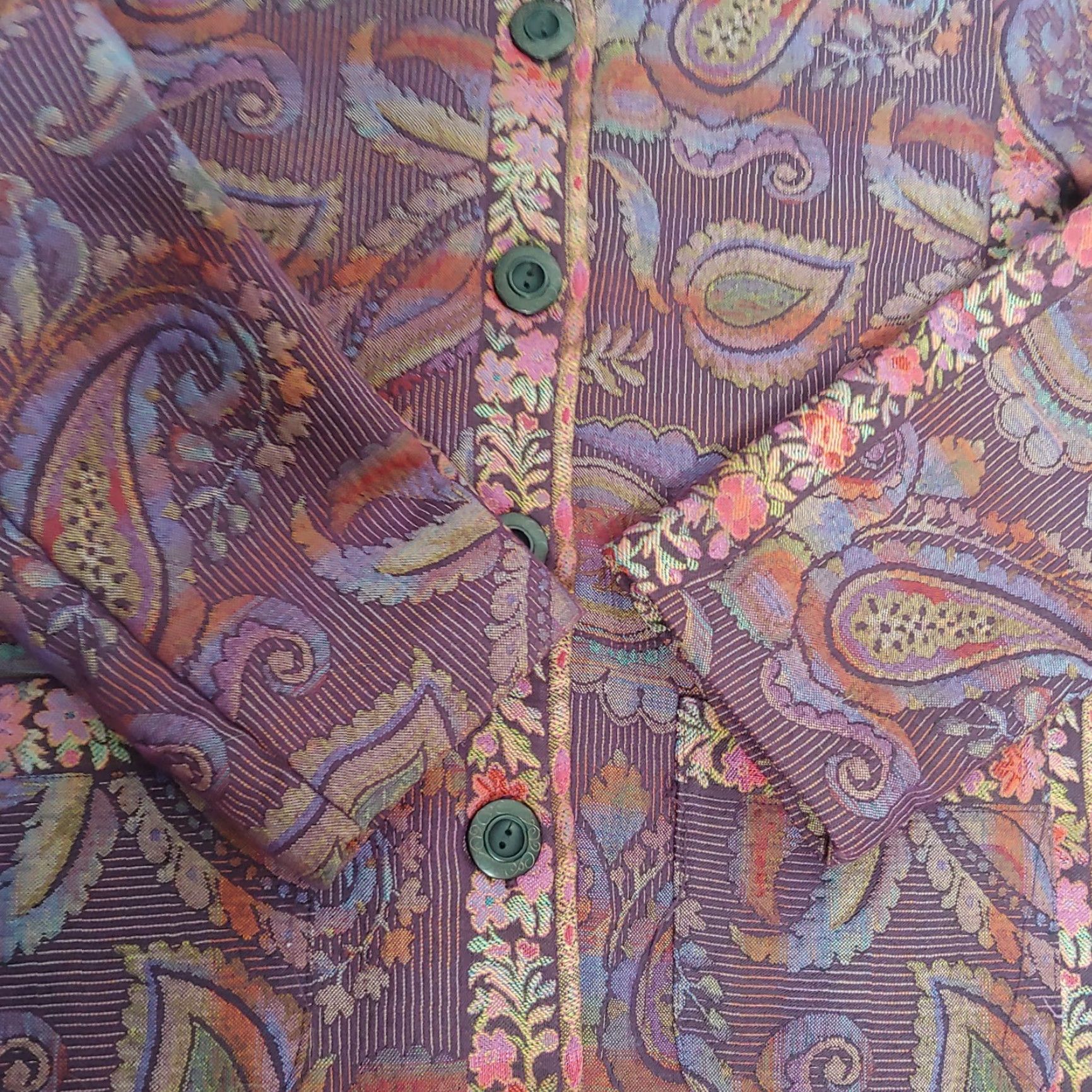 Vintage Koret Blazer Jacket Petite Brocade Tapestry Floral Paisley Purple Button Up Women’s PM Printed Dressy 90s? Size M / US 6-8 / IT 42-44 - 5 Thumbnail