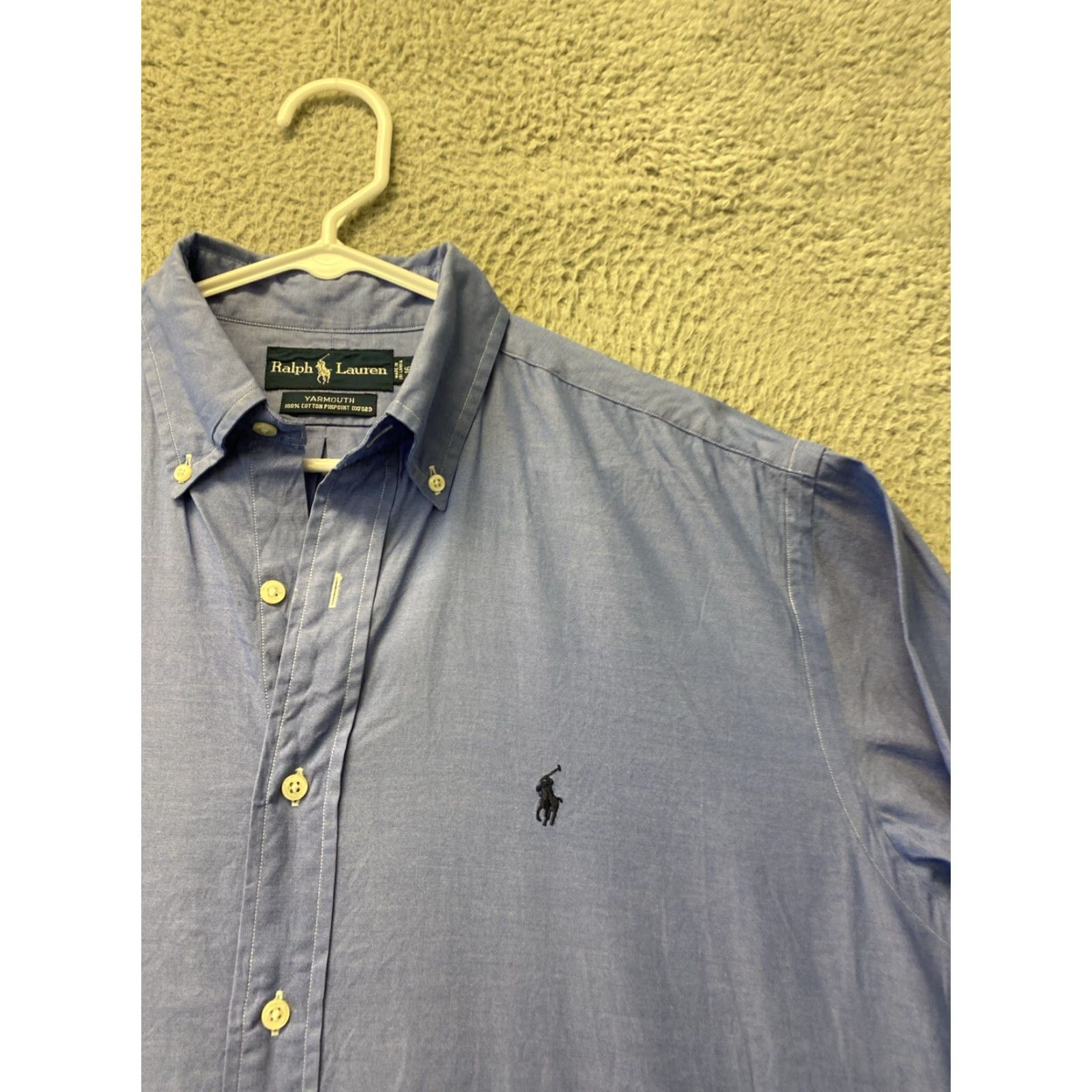 Ralph Lauren Ralph Lauren Button-Down Shirt Blue 16 Regular Adult Long Sleeve Men’s Shirt - 16, Blue, Solid, Casual/Business, Mens Size US L / EU 52-54 / 3 - 2 Thumbnail