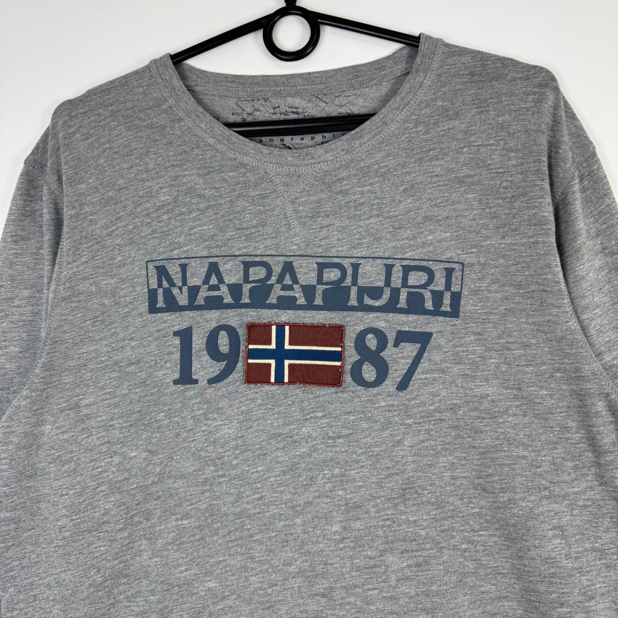 Napapijri Napapijri 1987 Logo Long Sleeve T-Shirt Grey Mens Size M Size US M / EU 48-50 / 2 - 2 Thumbnail