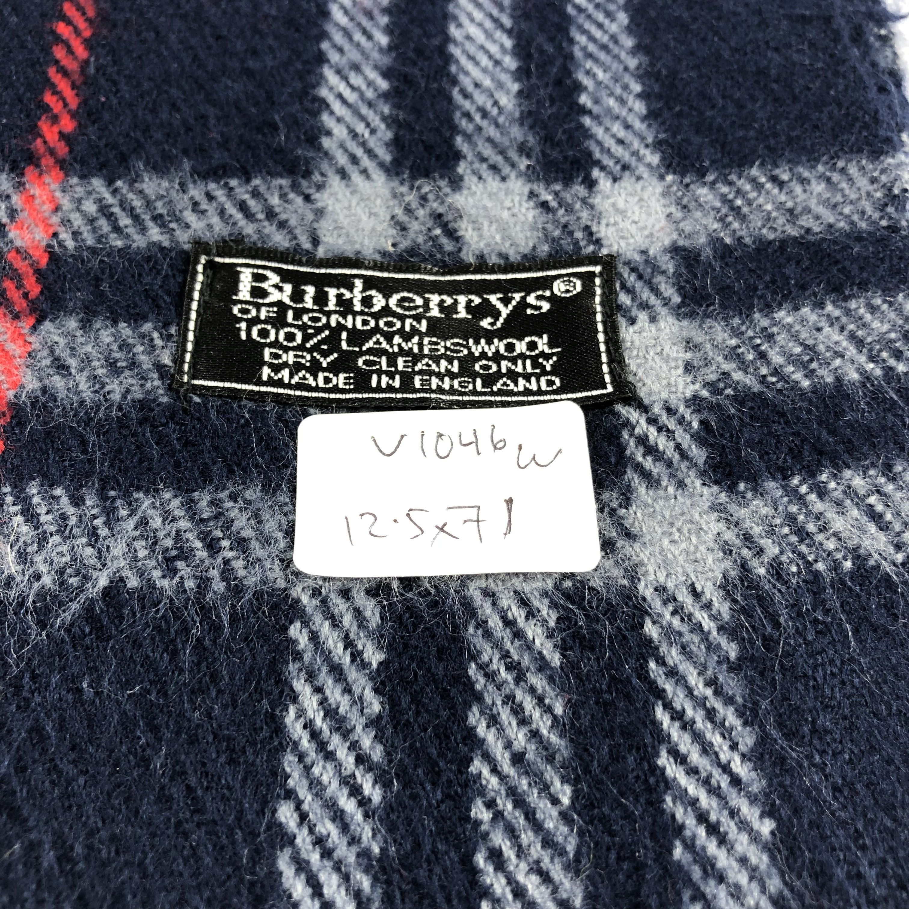 Burberry Burberrys Nova Check Blue Wool Scarf Muffler V1046 Size ONE SIZE - 5 Thumbnail