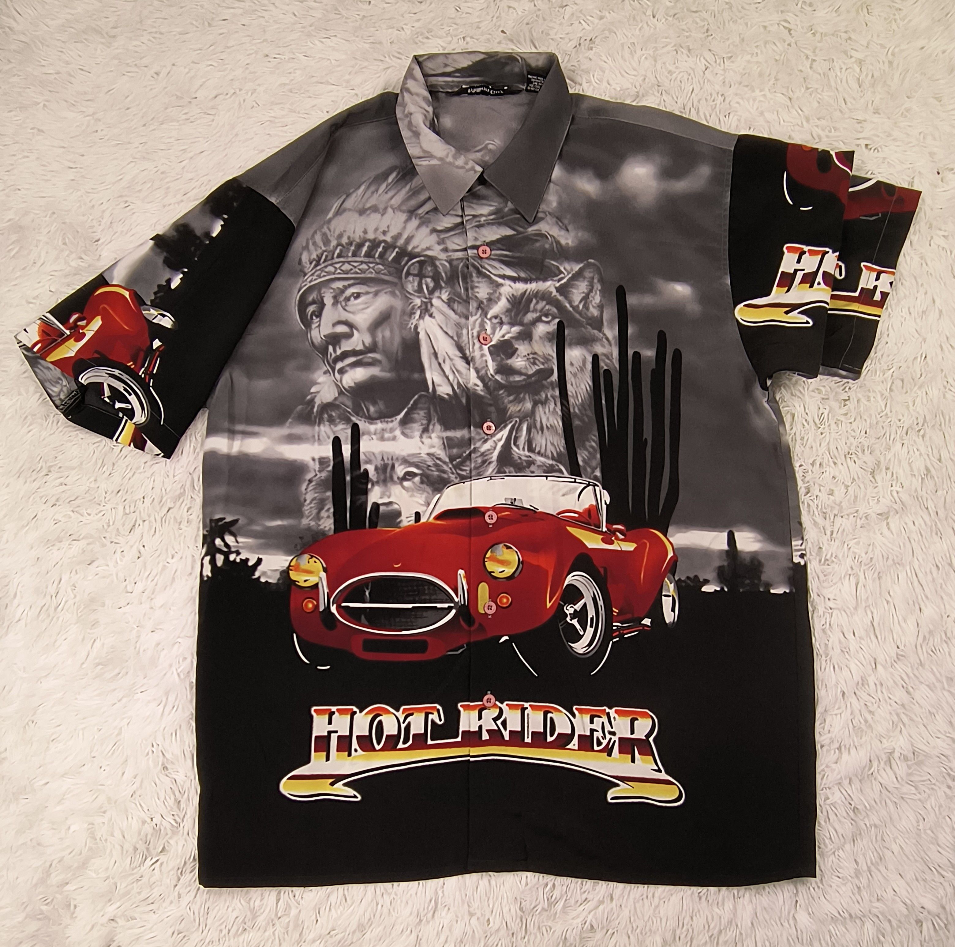 Vintage Vintage indian wolf hot rider 90s button up shirt Size US L / EU 52-54 / 3 - 2 Thumbnail