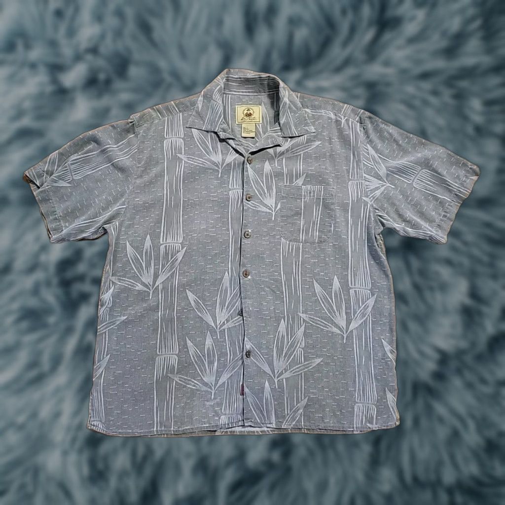 Vintage Joe Marlin Outfitters Hawaiian Shirt SS Gray 48" Chest L Silk Button-Up Casual Party/Cocktail Spring Summer Floral Mens Size US L / EU 52-54 / 3 - 1 Thumbnail