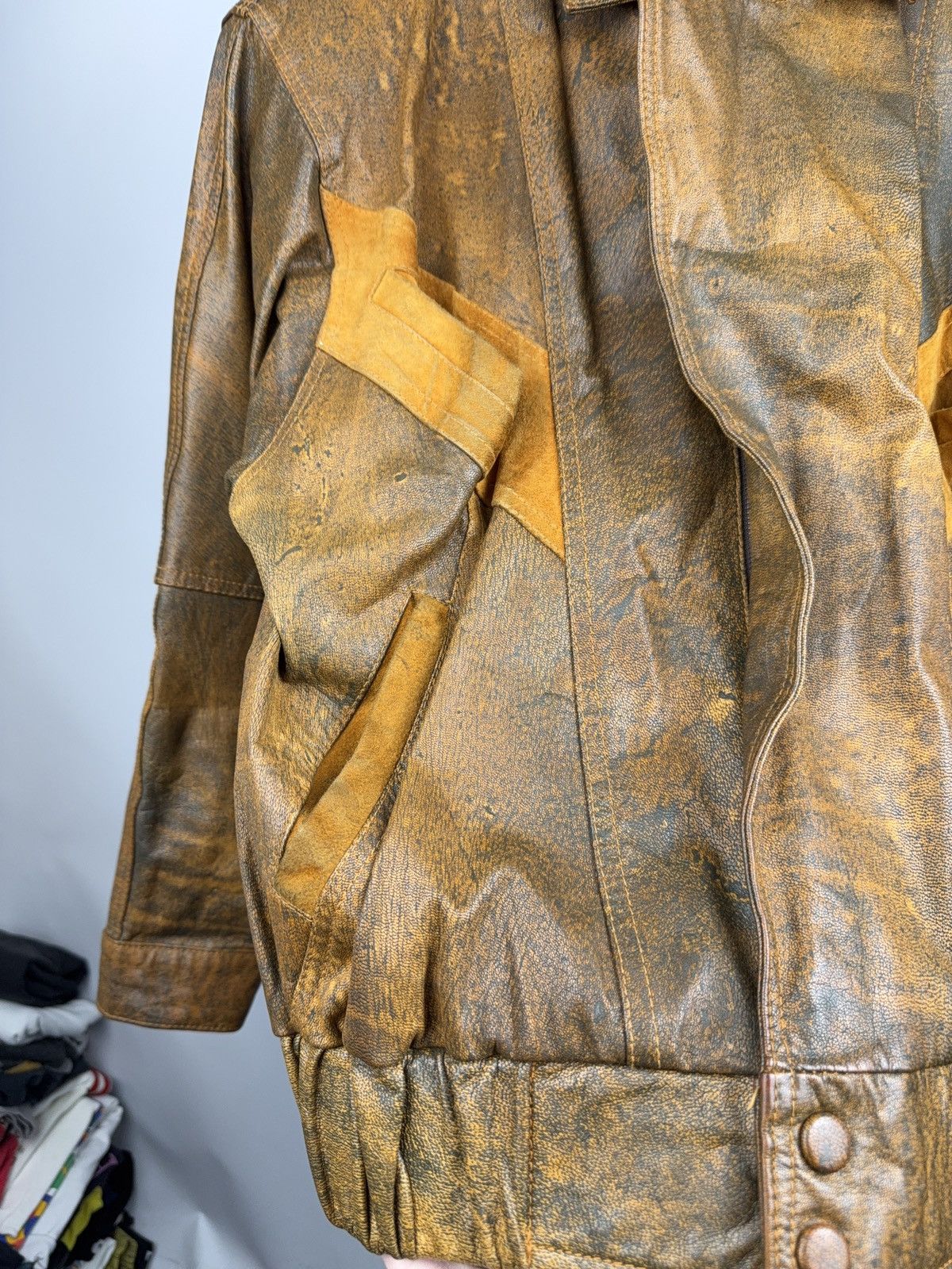 Genuine Leather Vintage Avant Garde 90s Grunge Leather Bomber Jacket Brown Size US S / EU 44-46 / 1 - 8 Thumbnail