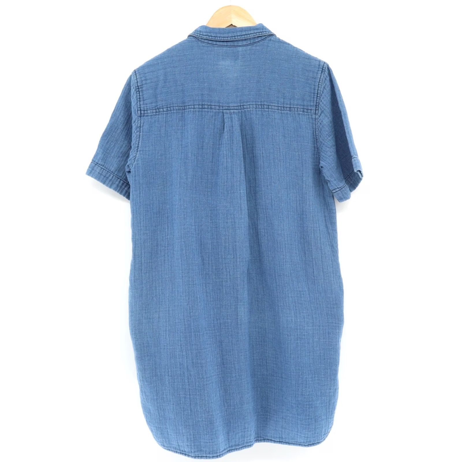 J.Crew J.CREW Women's Shirt Dress Short Sleeve L Blue Casual 100% Cotton Size L / US 10 / IT 46 - 2 Thumbnail