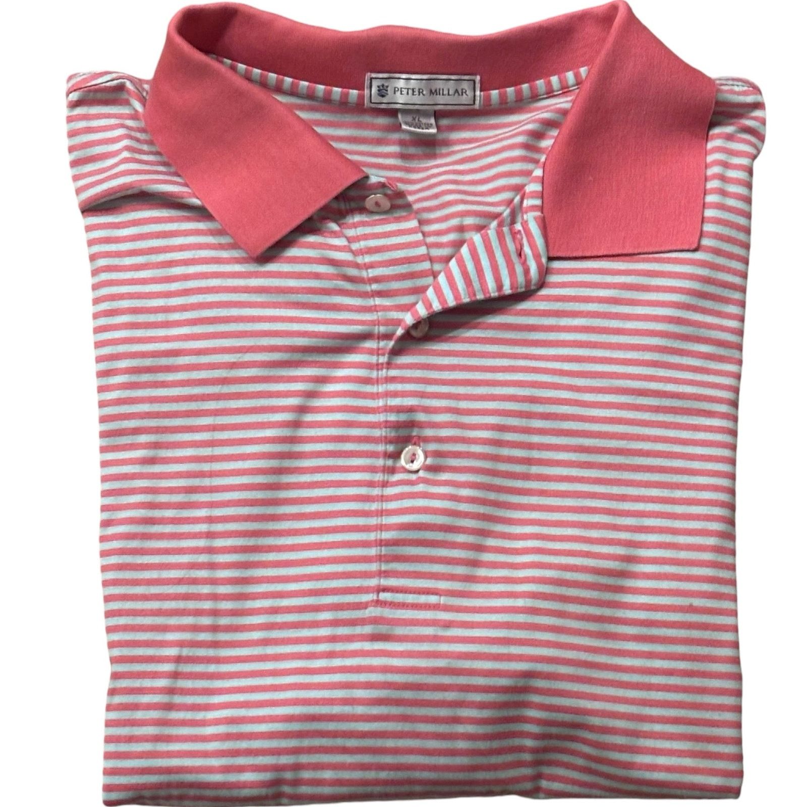 Peter Millar Vintage Peter Millar Pink Gray Cotton Striped Polo XL* Size US XL / EU 56 / 4 - 1 Thumbnail