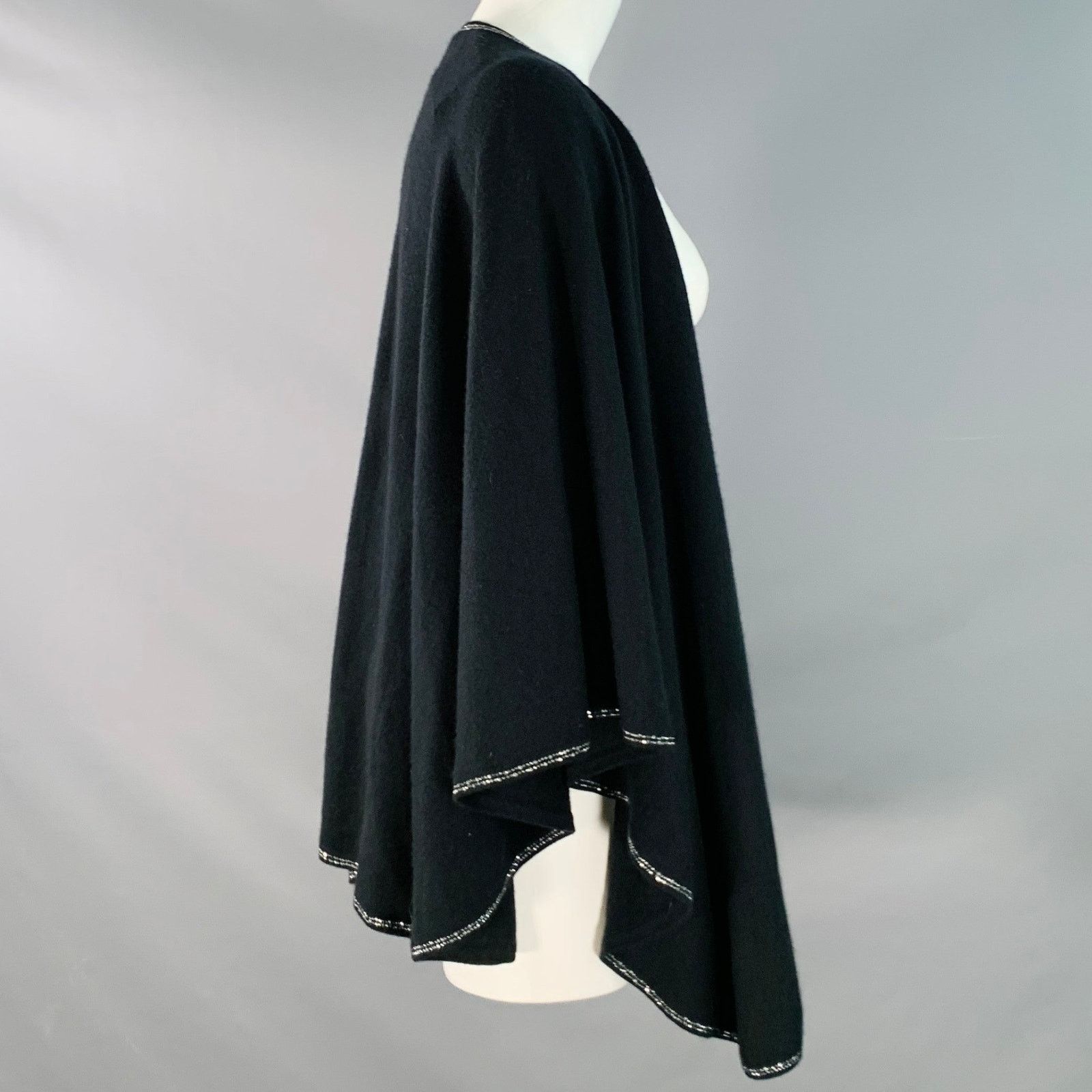 Other Black Silver Knit Cashmere Rhinestone Trim Scarf Shawl Size ONE SIZE - 3 Thumbnail