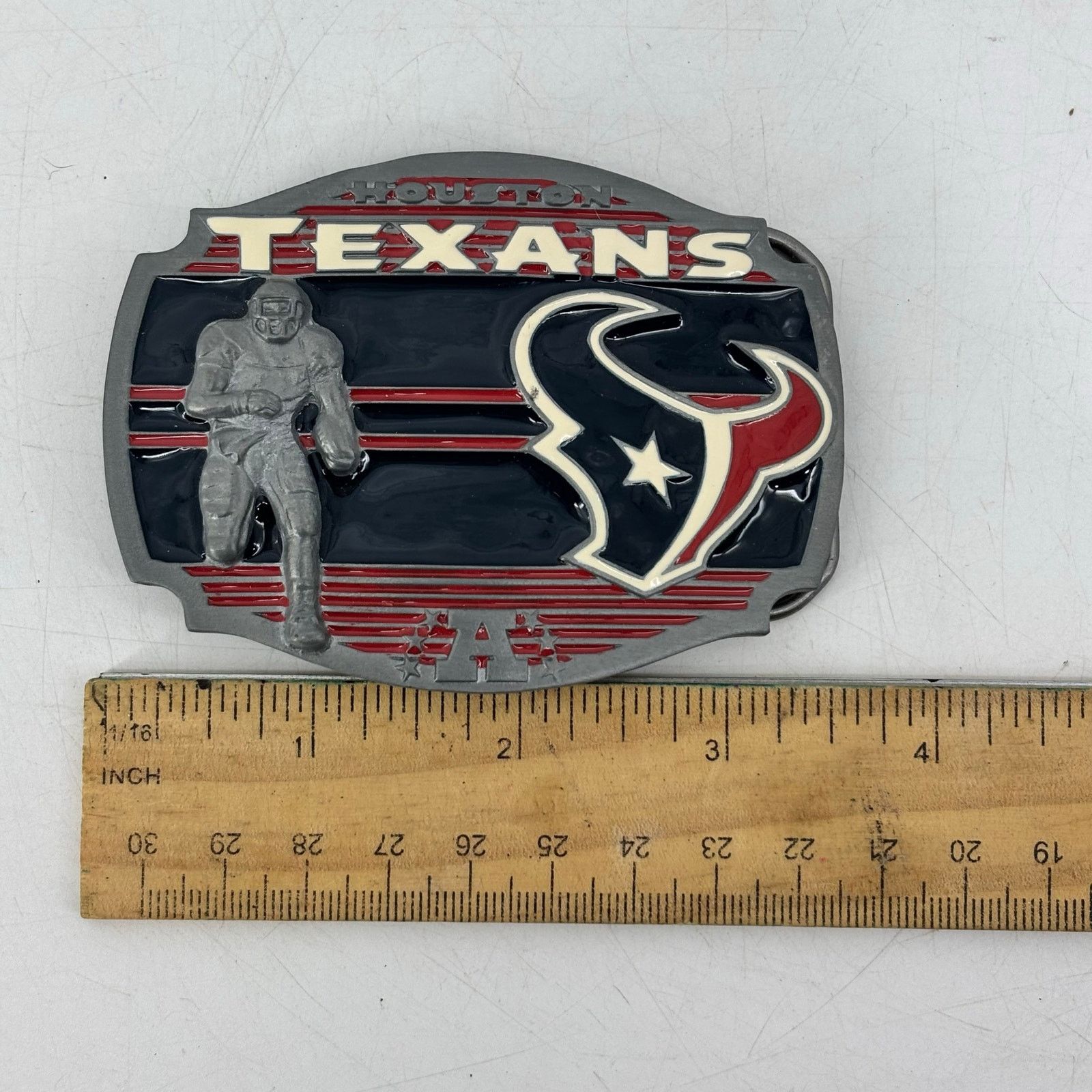 Vintage Houston Texans Belt Buckle Pewter Enamel 2008 Football Red Size ONE SIZE - 3 Thumbnail