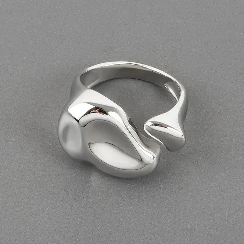 Other Silver Color Inrigular Adjustable Ring Size ONE SIZE - 3 Thumbnail