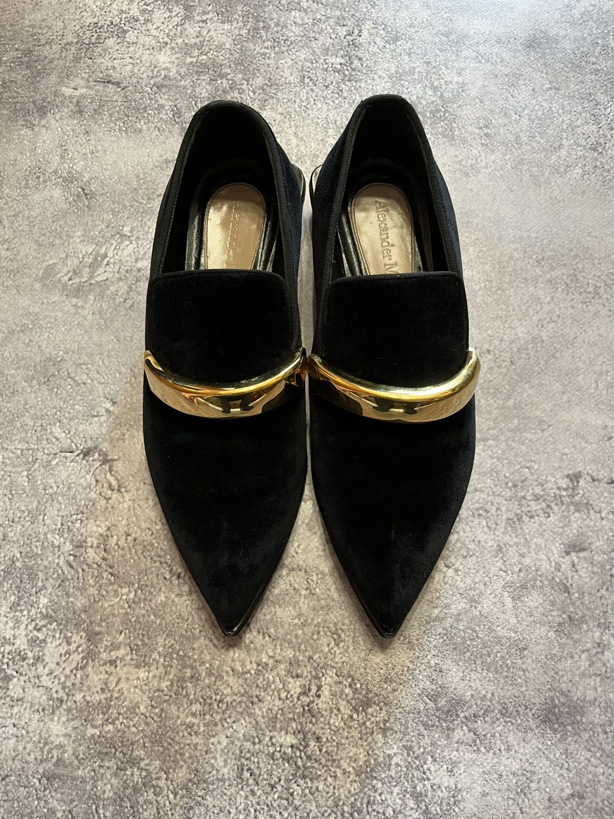Alexander McQueen Alexander McQueen Punk Charm Bar Velvet Loafers Size US 7 / IT 37 - 1 Thumbnail