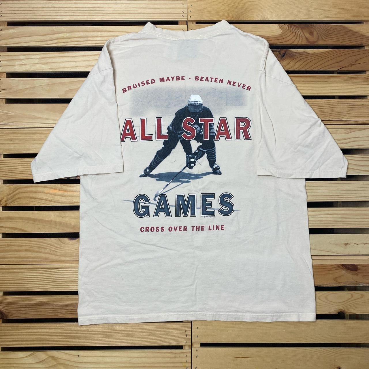 Bugle Boy Vintage Bugle Boy Beige Hockey Tee Size Large Size US L / EU 52-54 / 3 - 1 Thumbnail