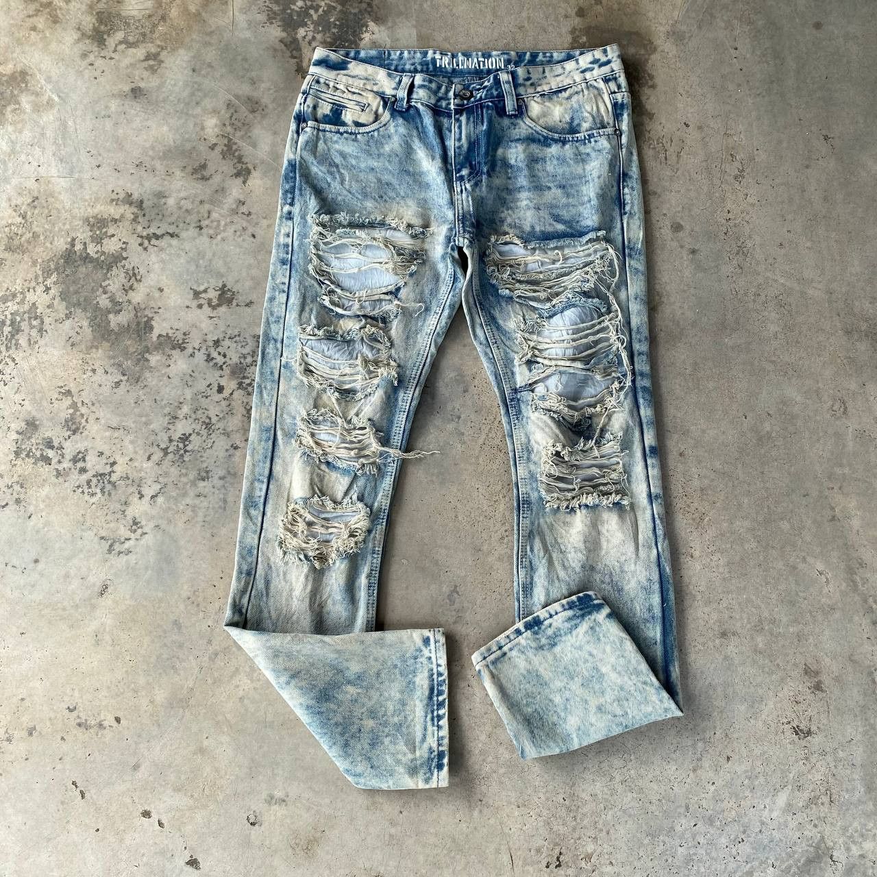 Japanese Brand Trillenation Heavy Distressed Jeans Shredded Punk Aesthetic Size US 32 / EU 48 - 10 Thumbnail