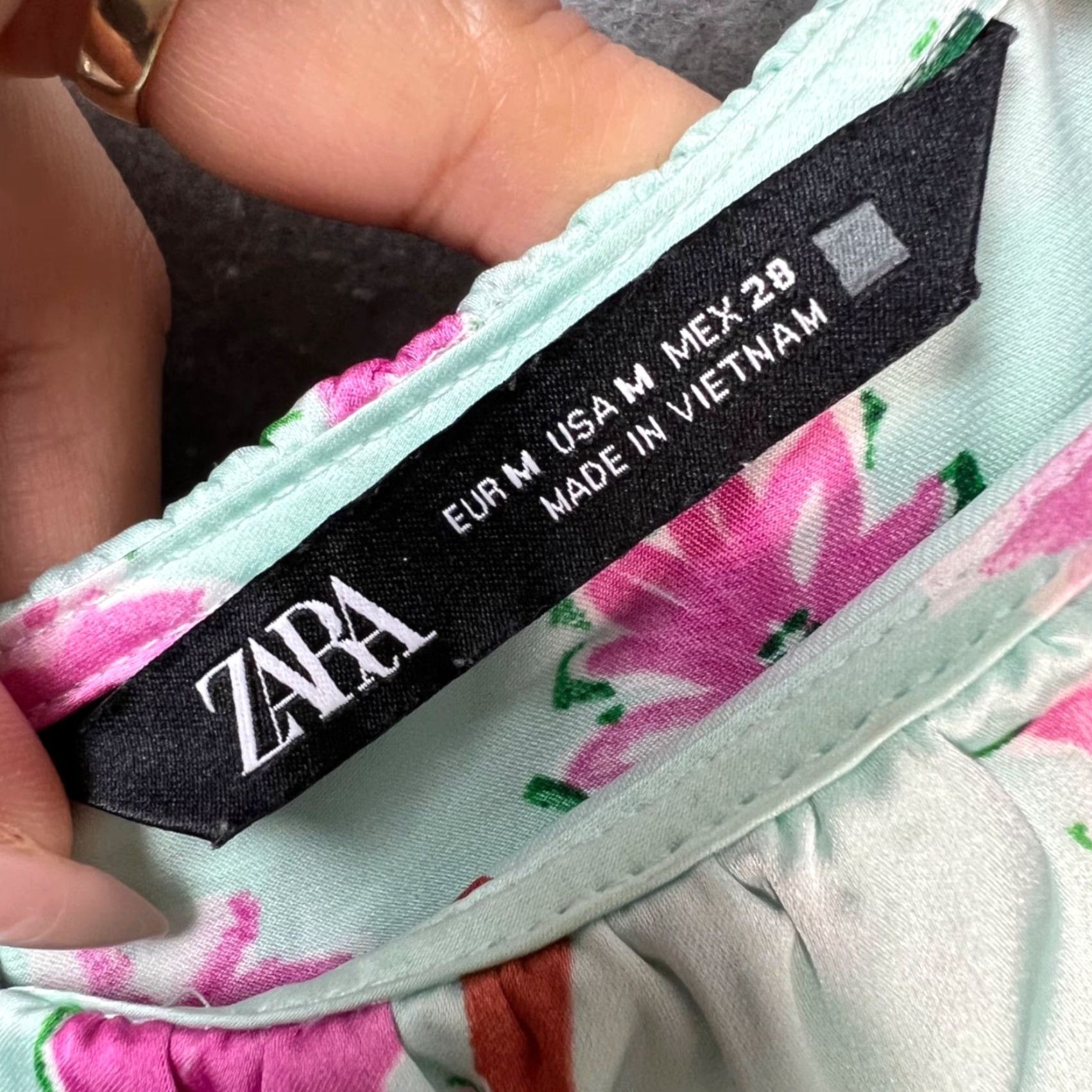 Zara Zara Womens Medium Mint Green Floral Midi Dress Sleeveless Ruffle Neckline Tie Back Womens Size M / US 6-8 / IT 42-44 - 3 Thumbnail