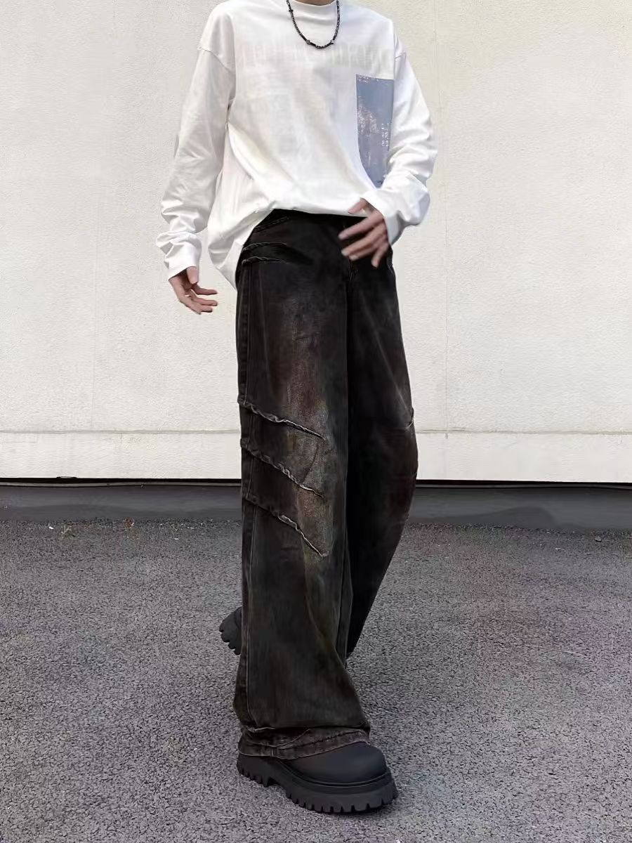 Japanese Brand × Jean Vintage Dirty Dye Aged Paw Print Baggy Jeans Size US 34 / EU 50 - 3 Thumbnail