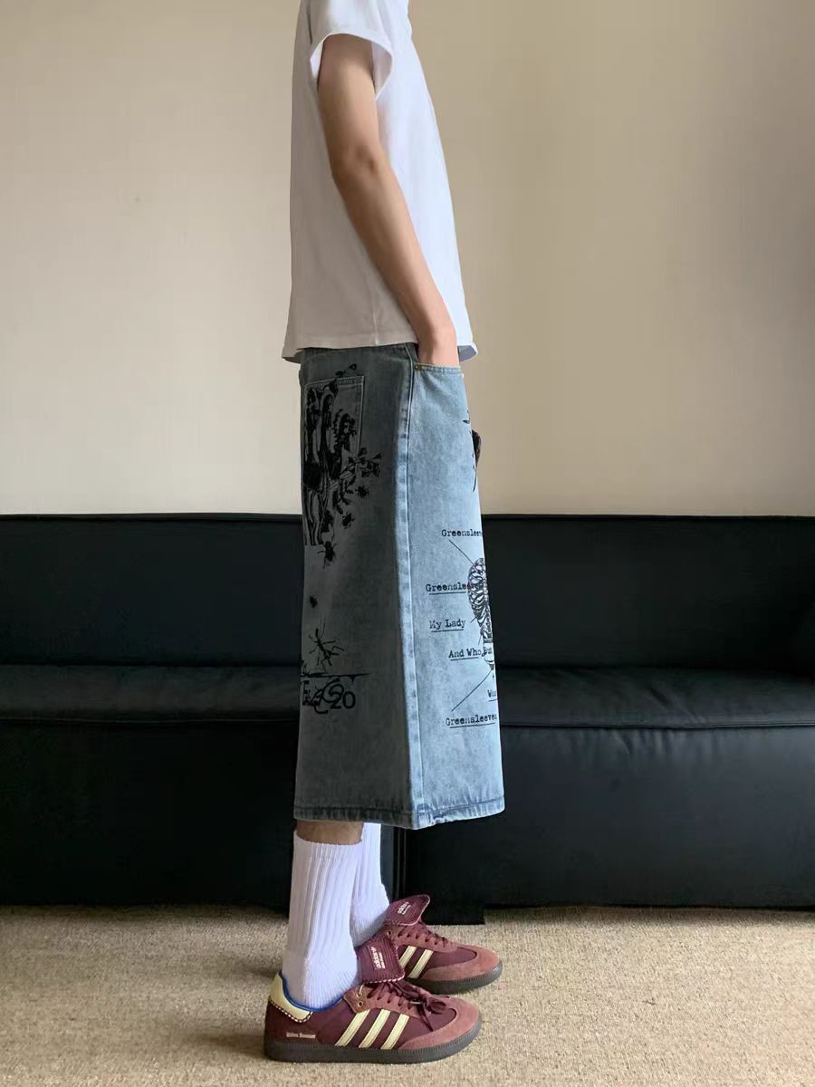 Japanese Brand × Vintage Street Hip Hop Insect Graffiti Baggy Denim Shorts Size US 34 / EU 50 - 3 Thumbnail