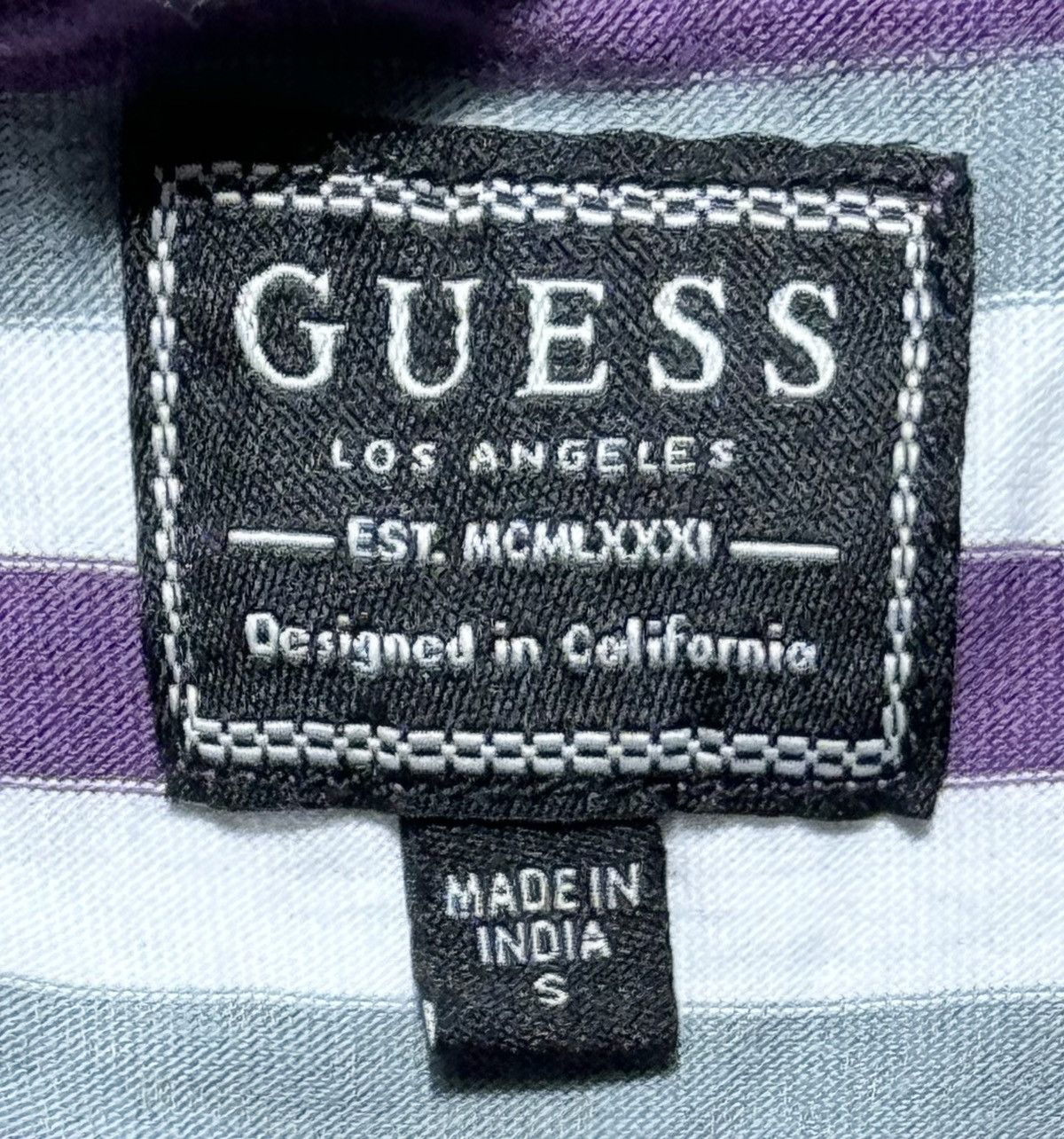 Guess × Vintage Guess Jeans Los Angeles Purple Striped Shirt sz LlS Size US S / EU 44-46 / 1 - 7 Thumbnail