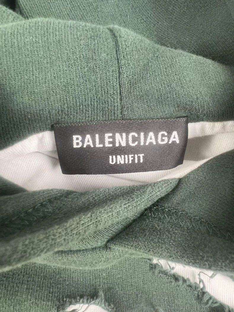 Balenciaga Balenciaga Dark Green Destruction Rift Letter logo Hoodie 2 Size US XXS / EU 40 - 2 Thumbnail