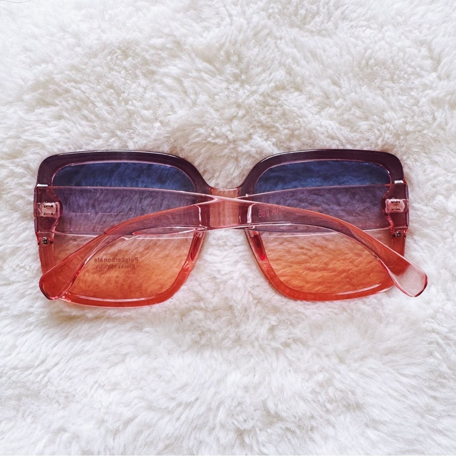 Other Abby Clear Blue & Pink Square Frame Sunglasses Size ONE SIZE - 10 Thumbnail