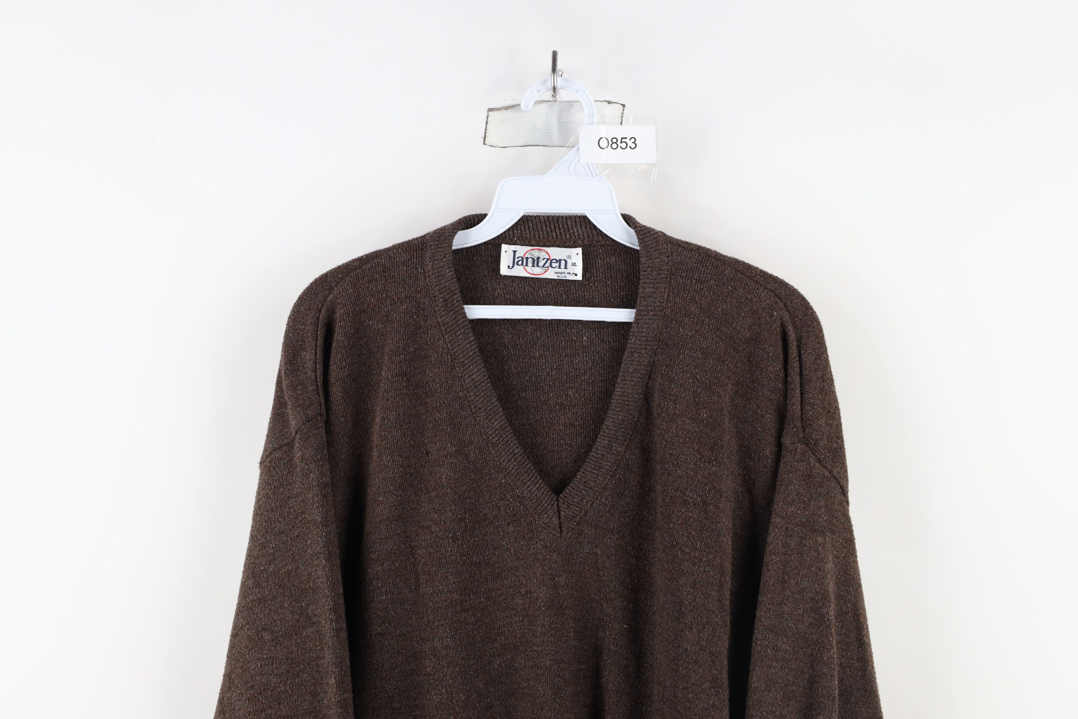 Vintage Vintage 70s Streetwear Blank Knit V-Neck Sweater Brown USA Size US XL / EU 56 / 4 - 2 Thumbnail