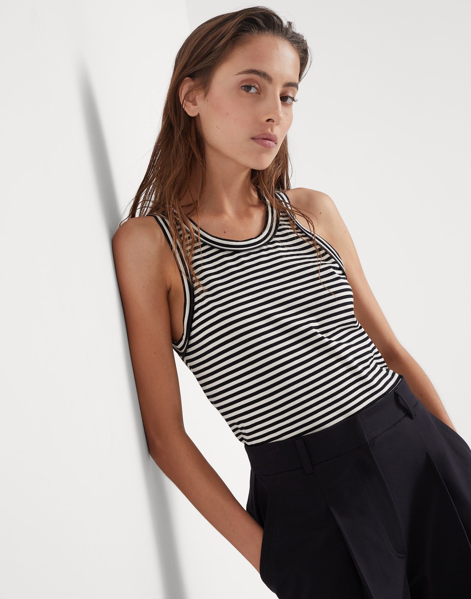 Brunello Cucinelli o1y0825 Tank Top in Black/White Size XS / US 0-2 / IT 36-38 - 3 Thumbnail