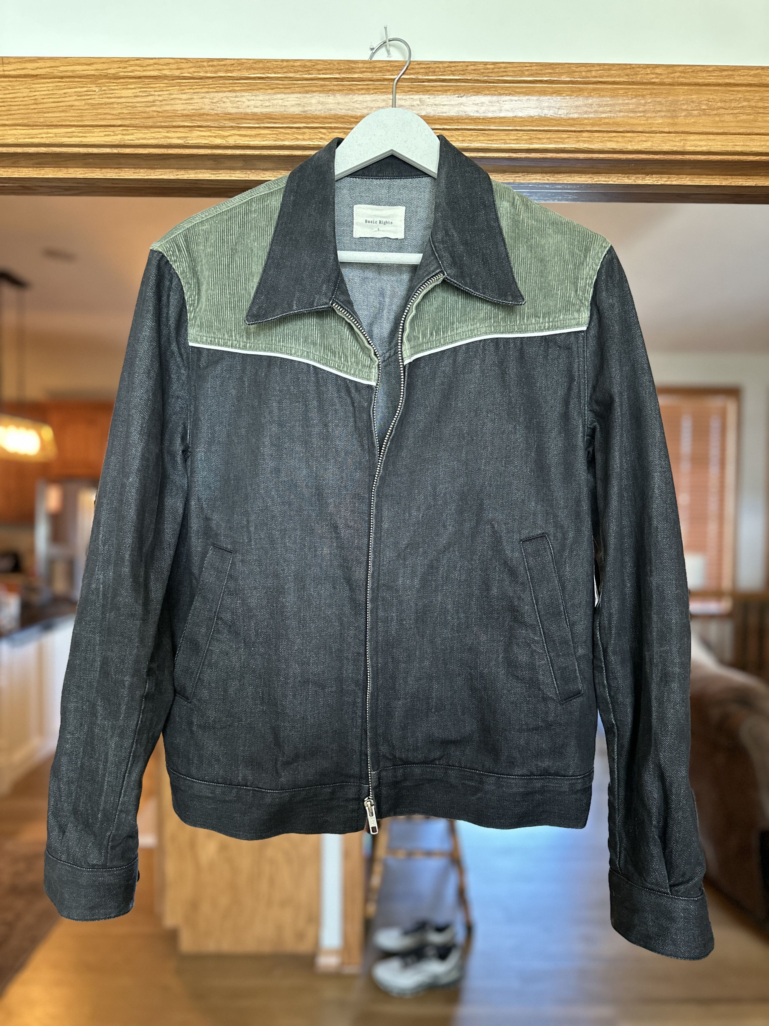 Basic Rights Two Tone Denim and Corduroy Western Jacket - Green and Black Size US S / EU 44-46 / 1 - 1 Thumbnail