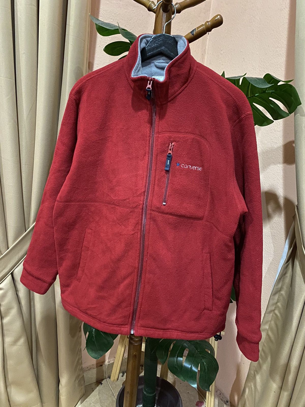 Converse Converse Red Fleece Jacket Full-Zip Warm Outerwear Size US S / EU 44-46 / 1 - 4 Thumbnail