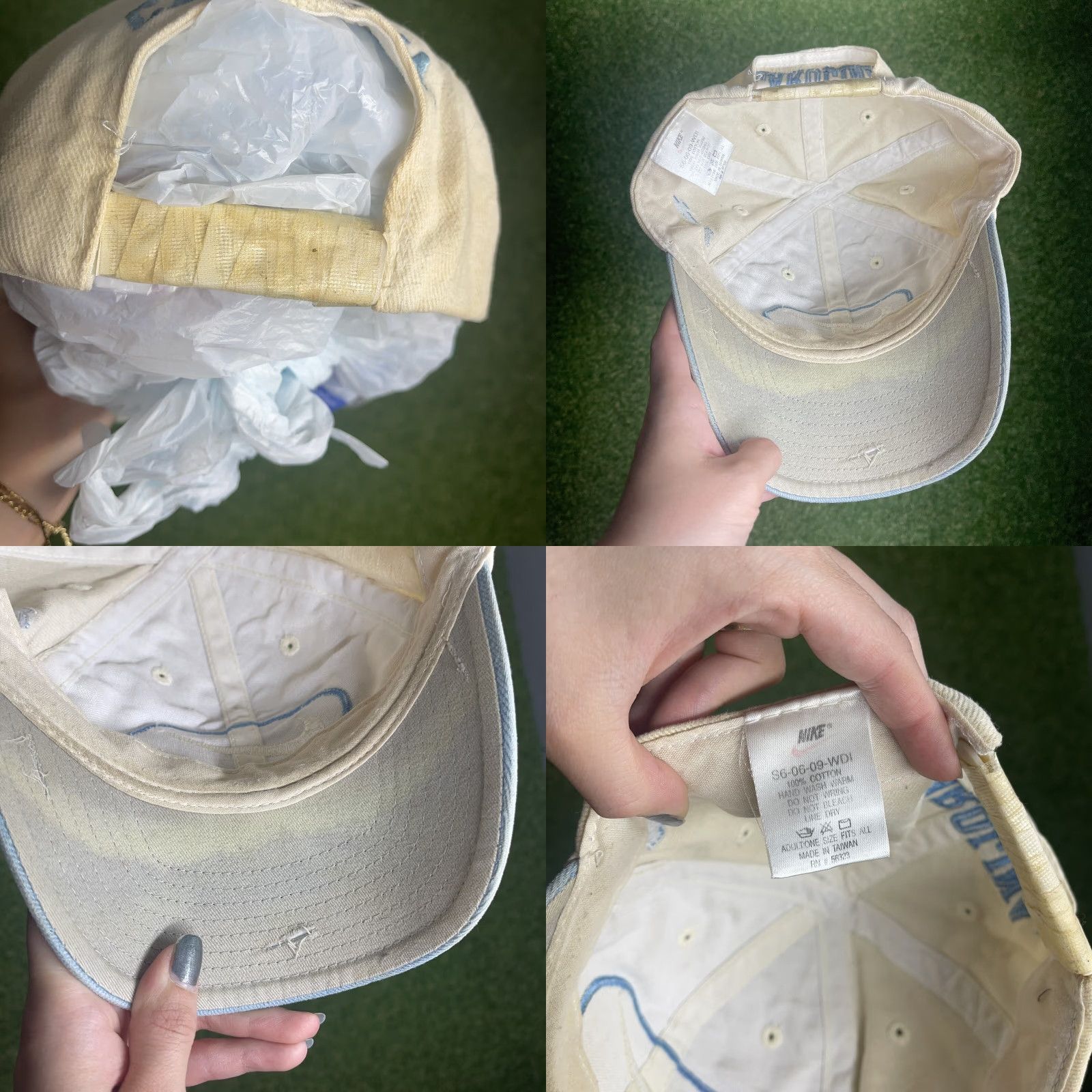 Nike VINTAGE Nike Tar Heels Baseball Cap Adjustable White Distressed 90s Sportswear Mens Size ONE SIZE - 8 Thumbnail