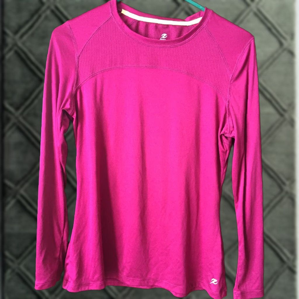 Vintage Energy Zone Women's Fitness Shirt Long Sleeve Medium Dark Red B406 8/10 Casual Activewear Crew Neck Fitted Polyester Size M / US 6-8 / IT 42-44 - 1 Thumbnail