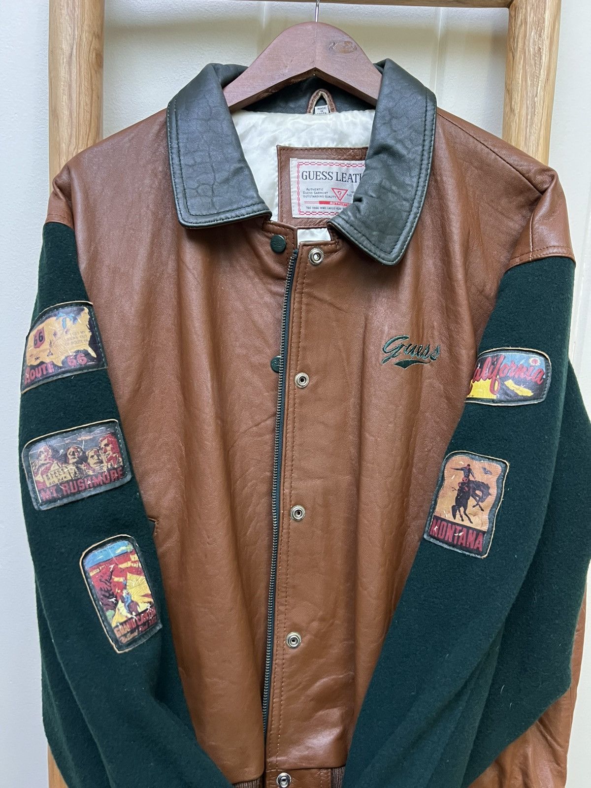 Guess VINTAGE GUESS LEATHER VARSITY JACKET Size US L / EU 52-54 / 3 - 3 Thumbnail