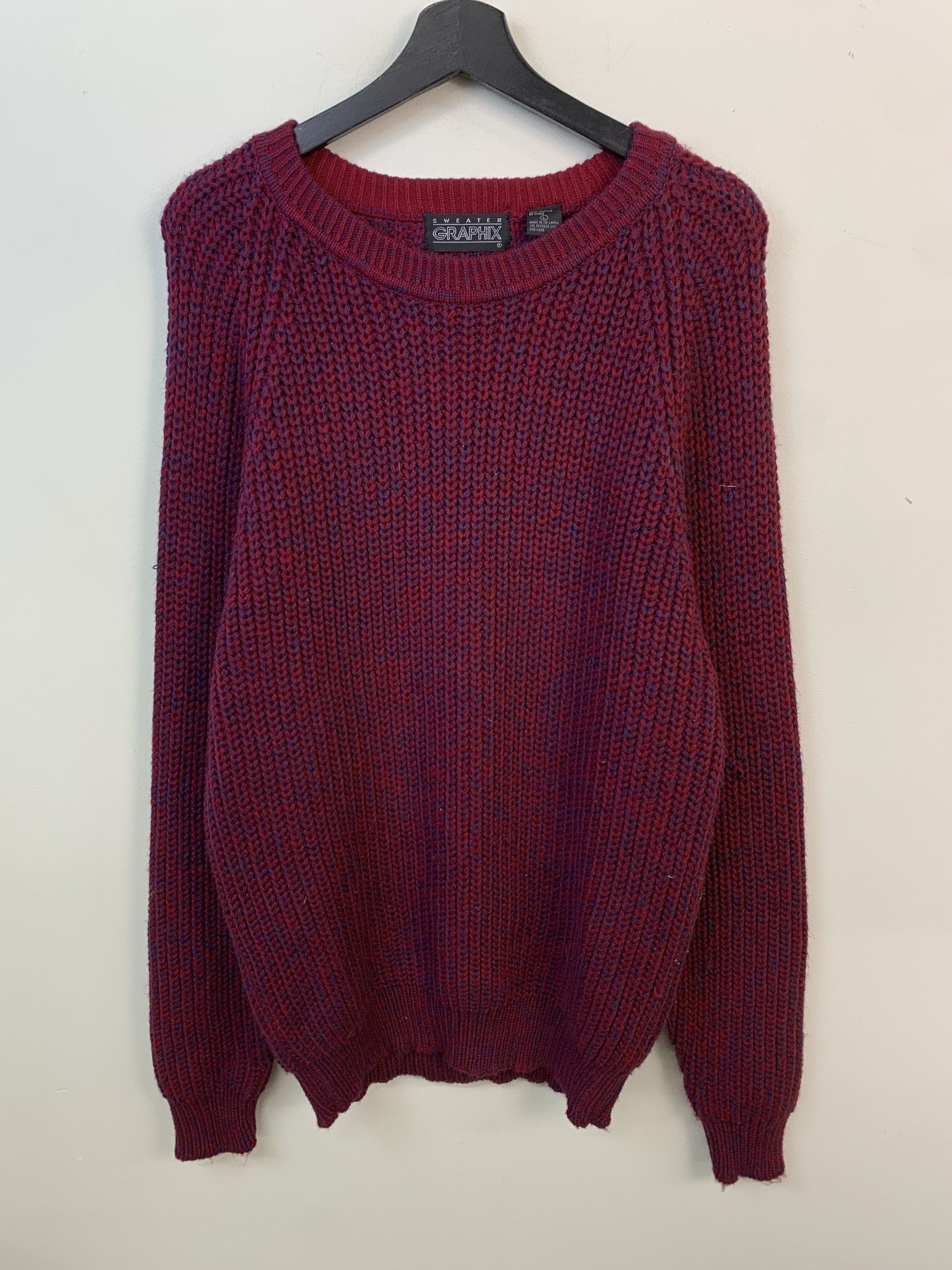 Vintage Vintage Sweater 1990s Knit Vintage Heather Red Blue Cableknit Thick Sweater Size M Size US M / EU 48-50 / 2 - 1 Thumbnail