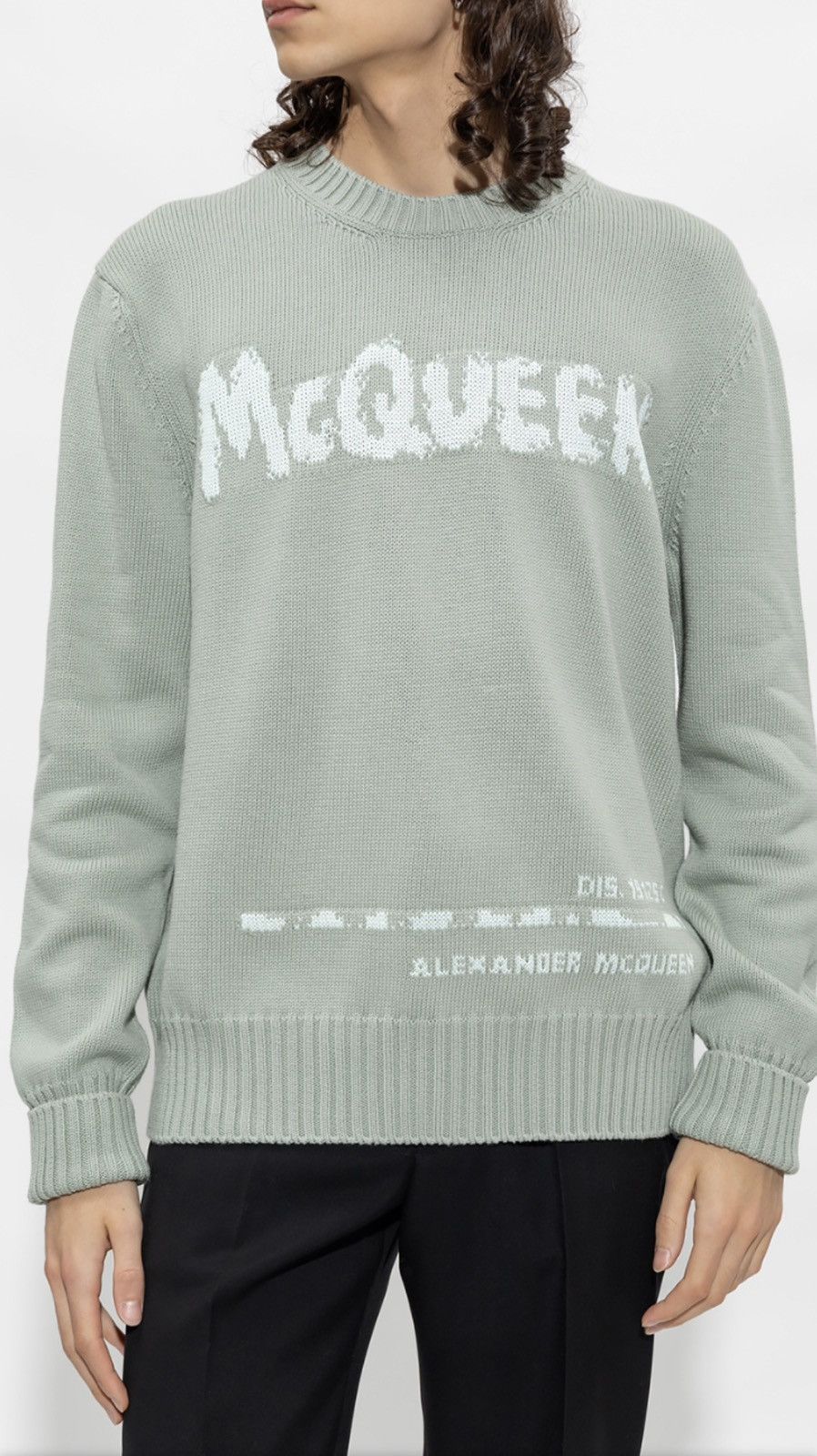 Alexander McQueen logo intarsia knit cotton sweatershirt size48 Size US M / EU 48-50 / 2 - 1 Thumbnail