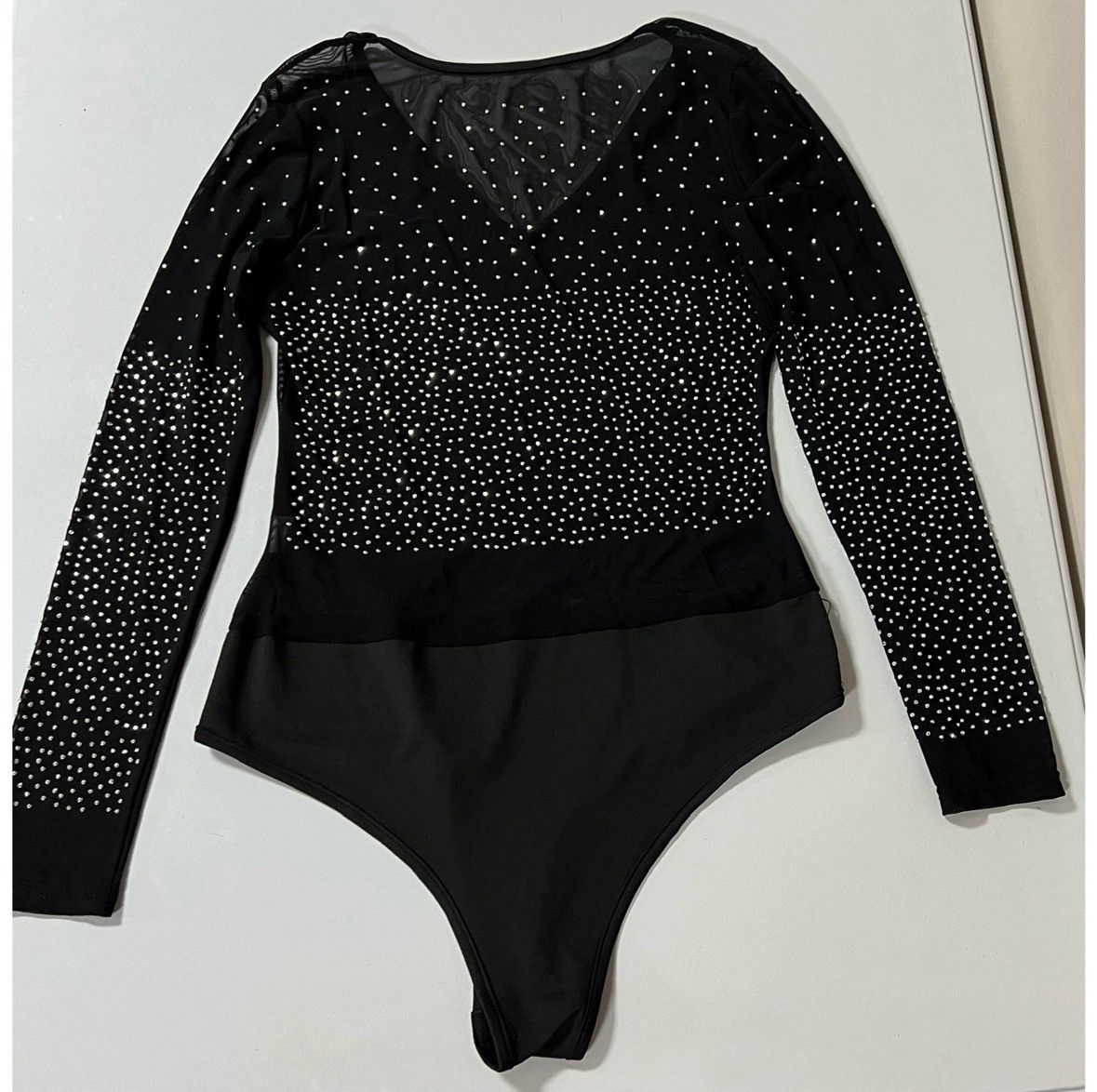 Vintage Black Diamond V-Neck Long Sleeve Shirt Top Bodysuit Size M 💎 Size M / US 6-8 / IT 42-44 - 5 Thumbnail