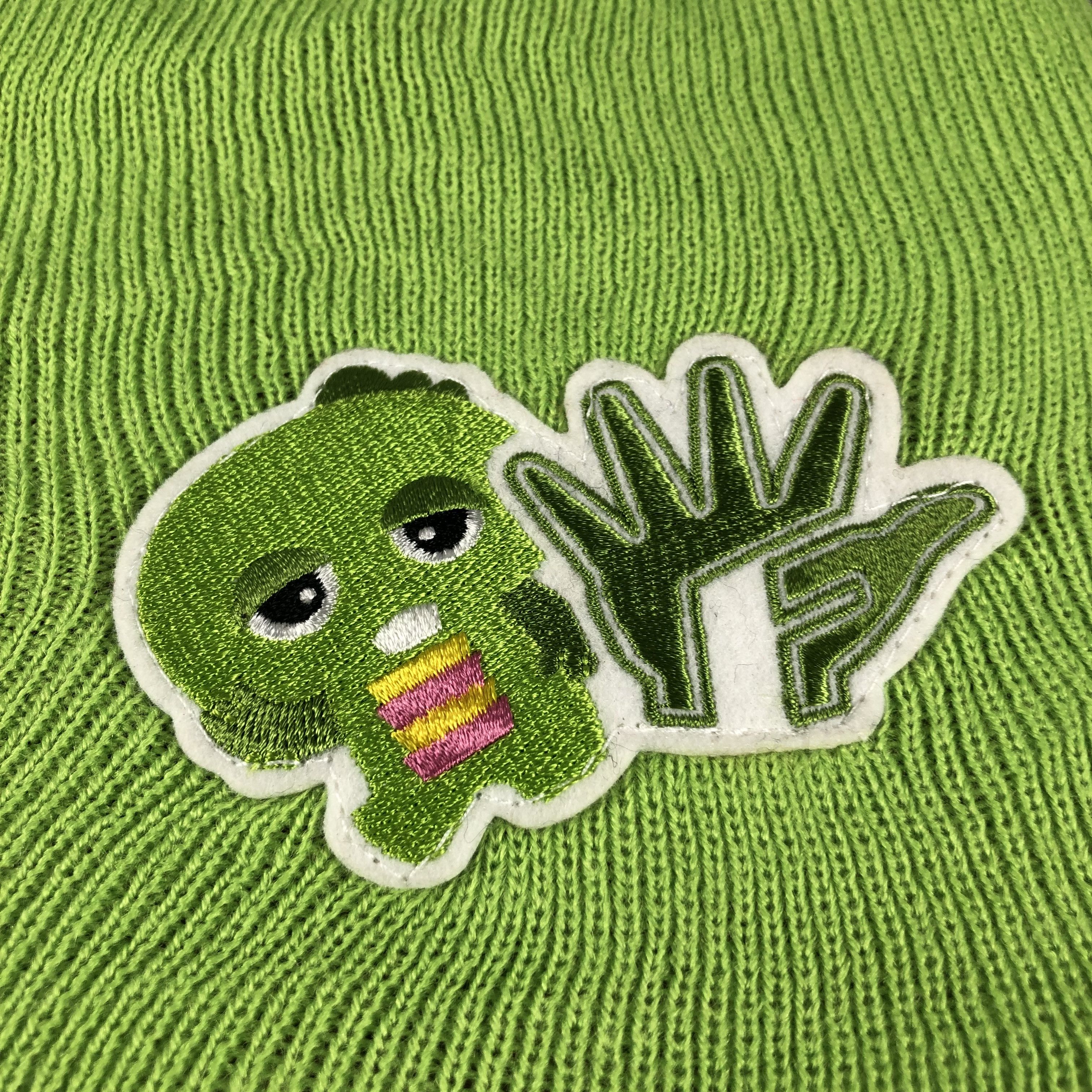 Vintage Green Dinosaur Slouchy Beanie Snowcap Snow Hat B796 Size ONE SIZE - 4 Thumbnail