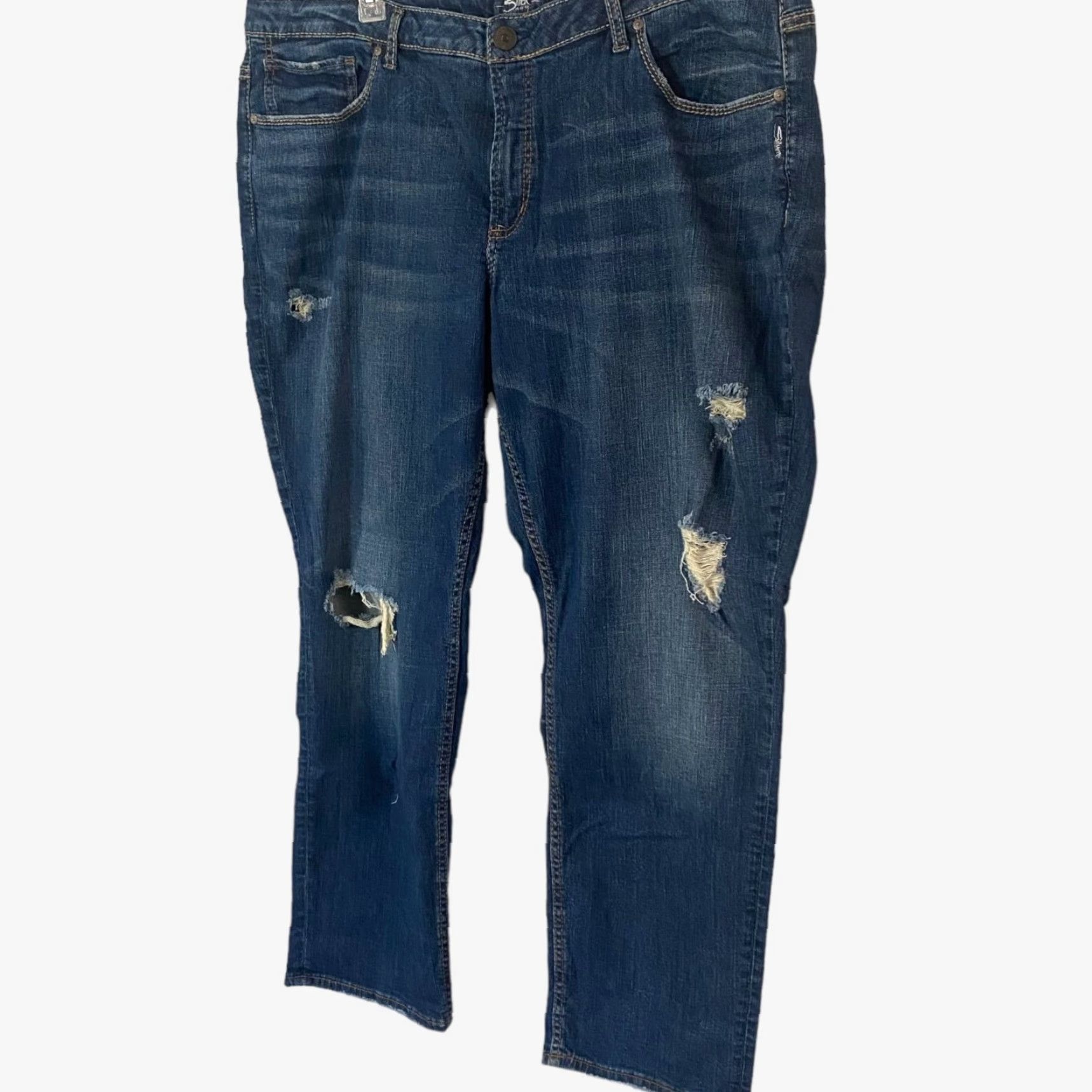 Silver Jeans Co. Silver Jeans Co Sam Boyfriend Jeans Blue 22 Womens Plus Size Slim Mid-Rise New Size 40" / US 18 - 2 Thumbnail