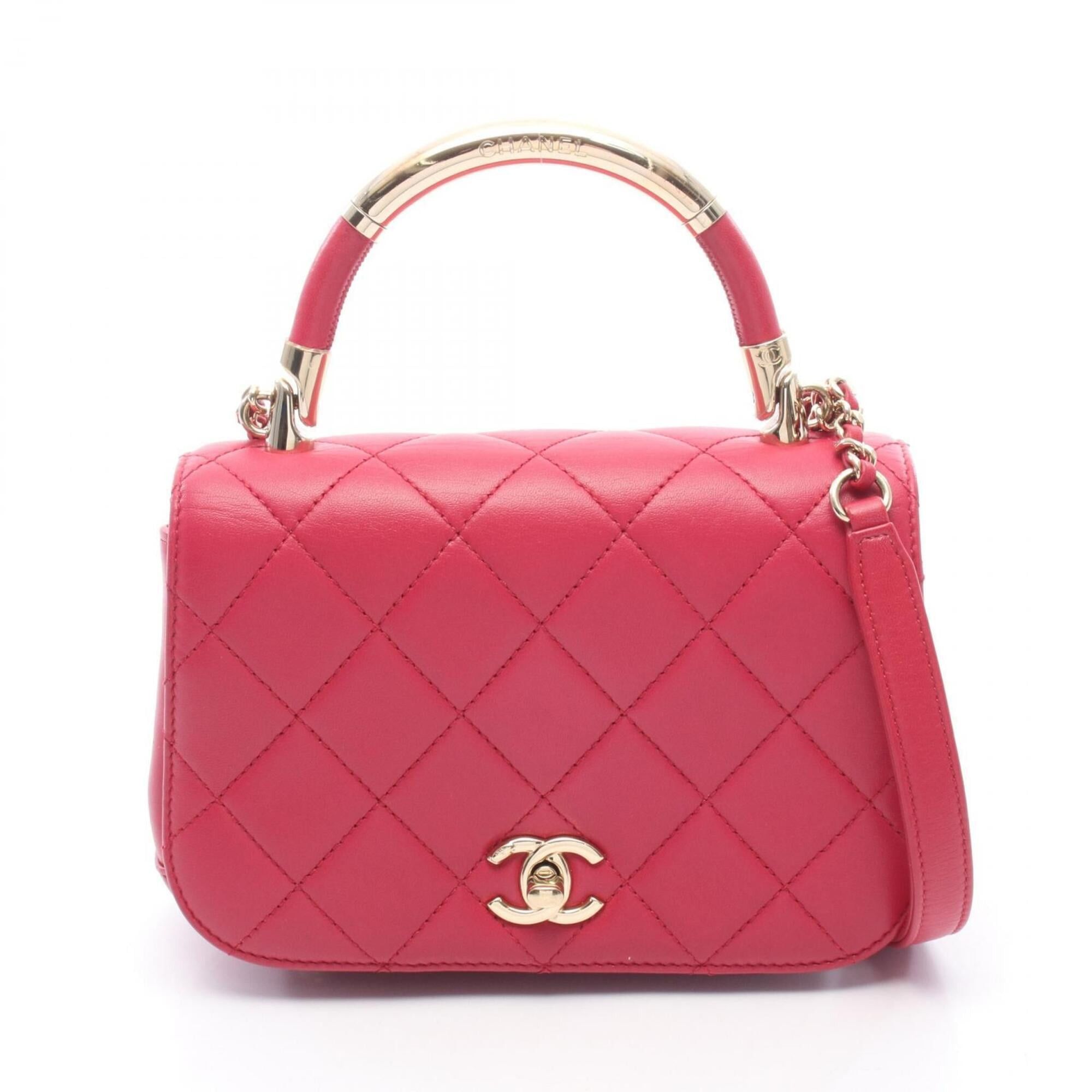 Chanel Chanel Matelassé Top Handle 2-Way Shoulder Bag/Handbag, Lambskin Leather, Women's, Pink Size ONE SIZE - 1 Thumbnail