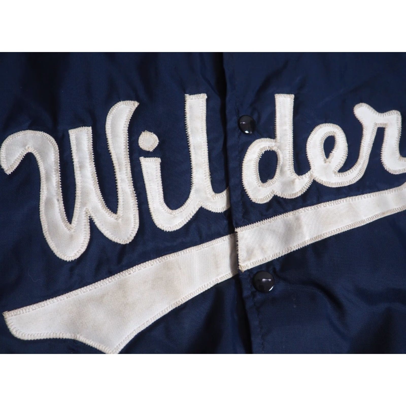 Vintage VINTAGE DeLong Bomber Jacket Mens XL BLUE Satin Nylon 80s Satin Lined Embroidered Patch 25.5" Pit 28" Length Size US XL / EU 56 / 4 - 5 Thumbnail