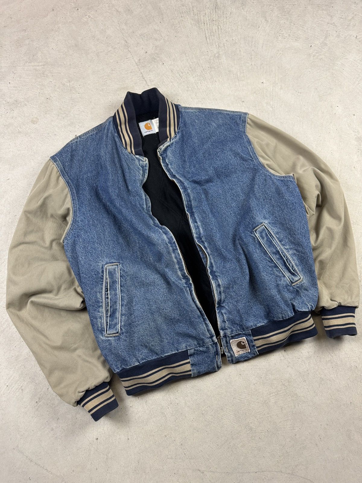 Carhartt × Vintage RARE 1990’s Carhartt Denim Varsity Jacket Size US L / EU 52-54 / 3 - 2 Thumbnail