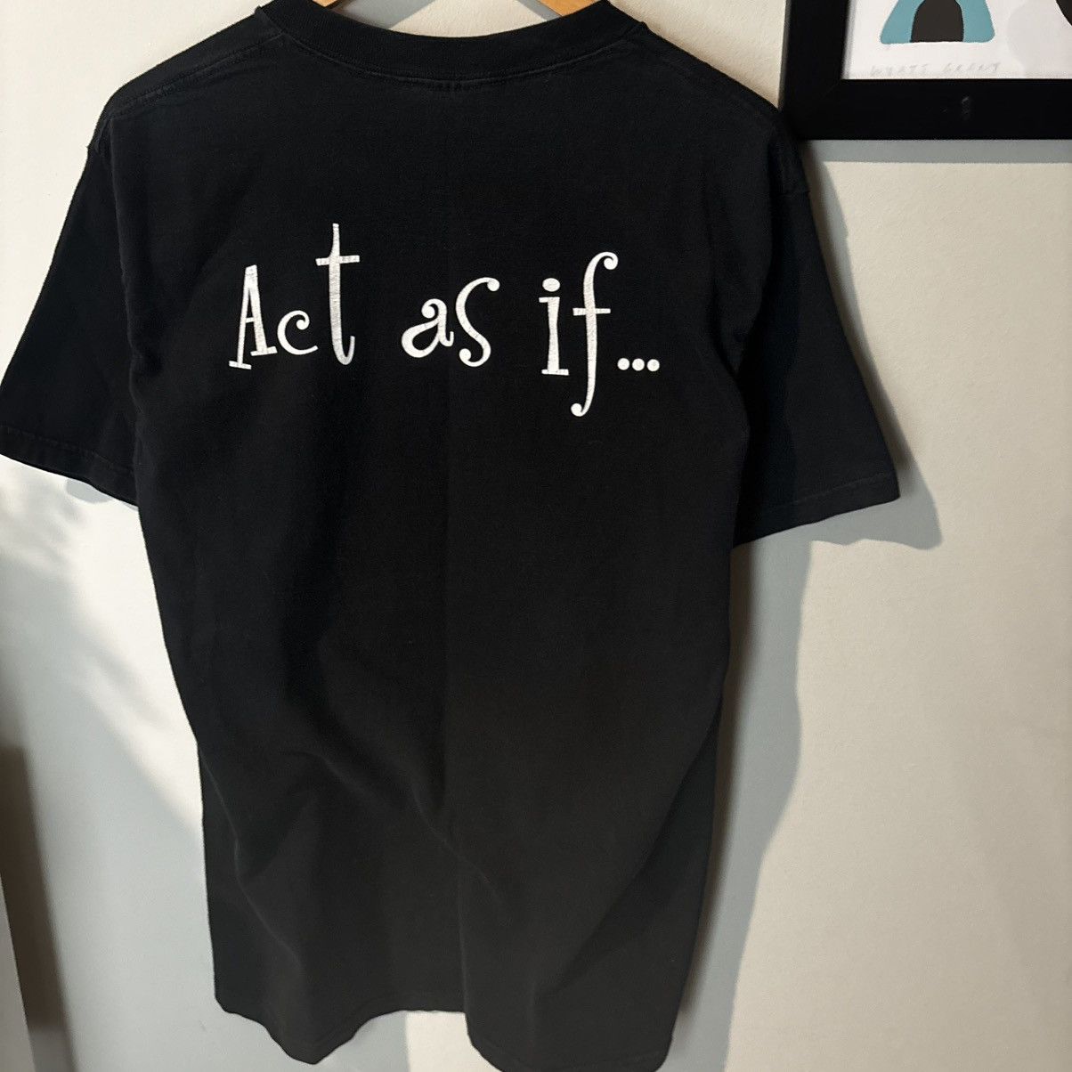Fruit Of The Loom Vintage 1990s “Act As If” Faded Black Shirt Size US L / EU 52-54 / 3 - 2 Thumbnail