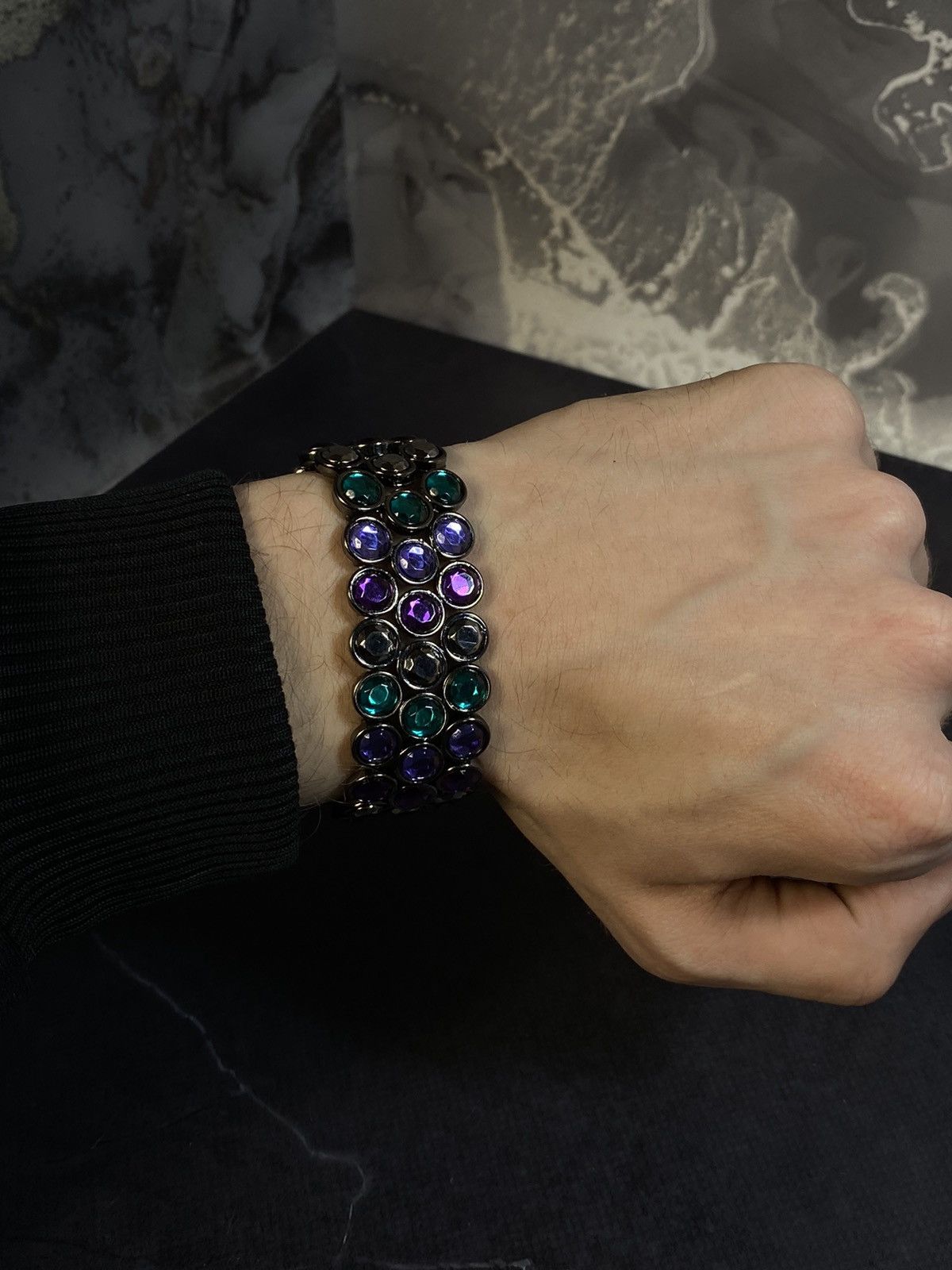 Jewelry Vintage Multi-Gemstone Stretch Bracelet, Unique Design Size ONE SIZE - 5 Thumbnail