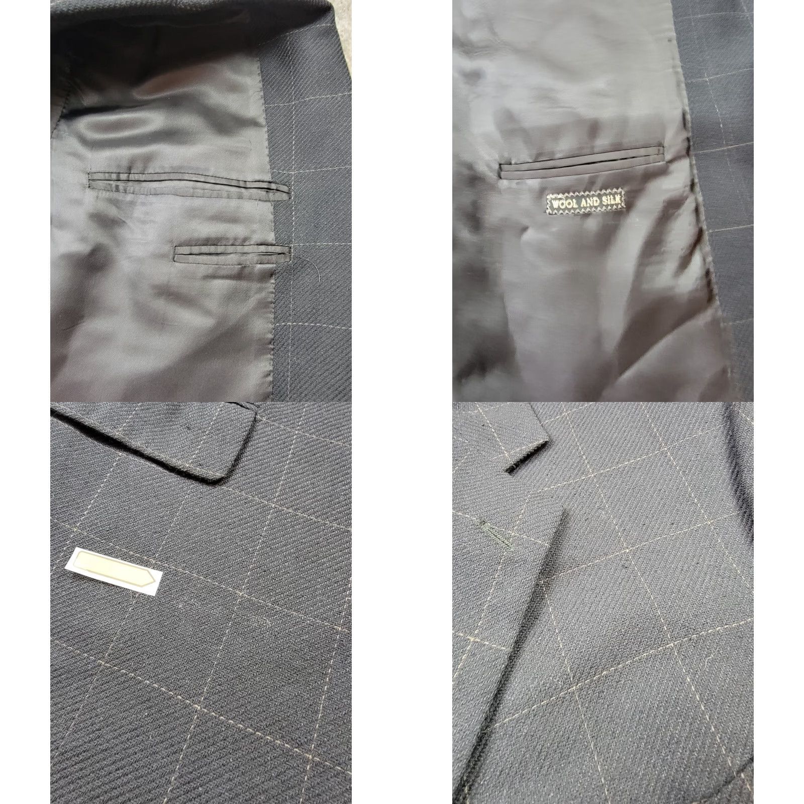 Corneliani Corneliani Sport Coat Mens 54L Black Windowpane Virgin Wool Silk Made In Italy Size US L / EU 52-54 / 3 - 8 Thumbnail