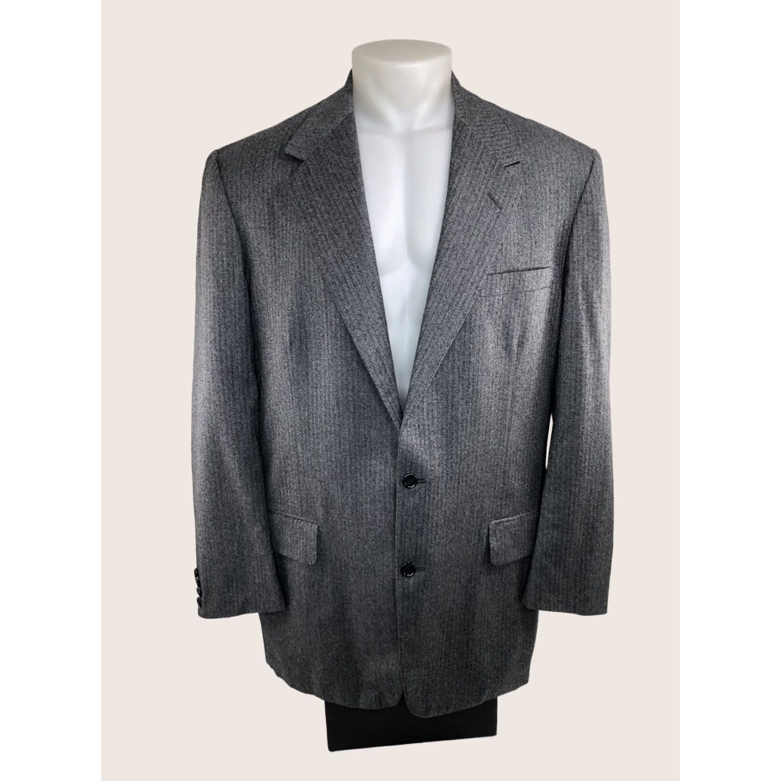 Vintage OXXFORD CLOTHES Blazer Jacket - Striped Herringbone Gray 48 EXCELLENT Mens Shirt/Blazer Size 48R - 1 Thumbnail