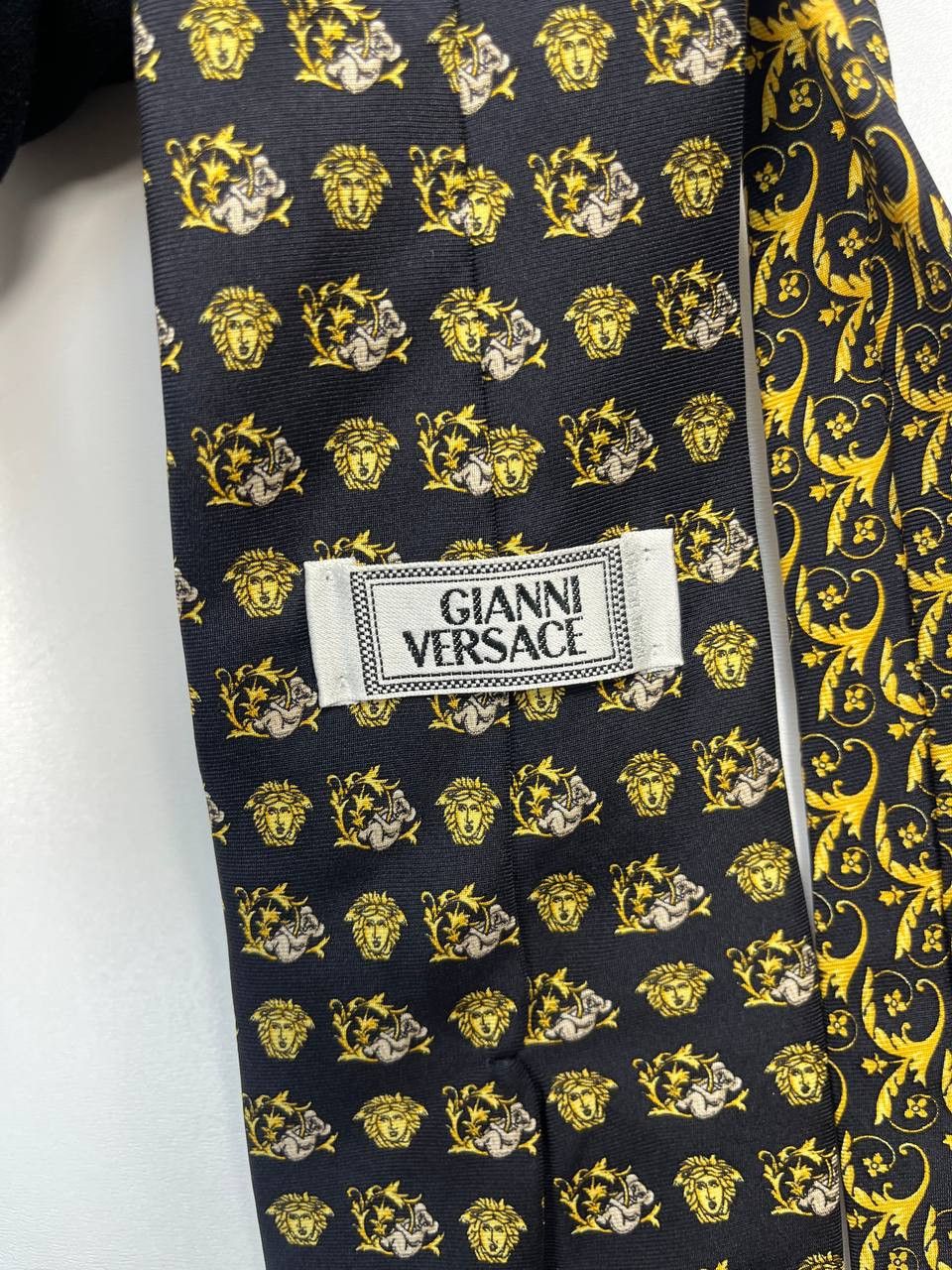 Versace Gianni Versace Medusa Silk Tie Black Gold Baroque Pattern Size ONE SIZE - 4 Thumbnail