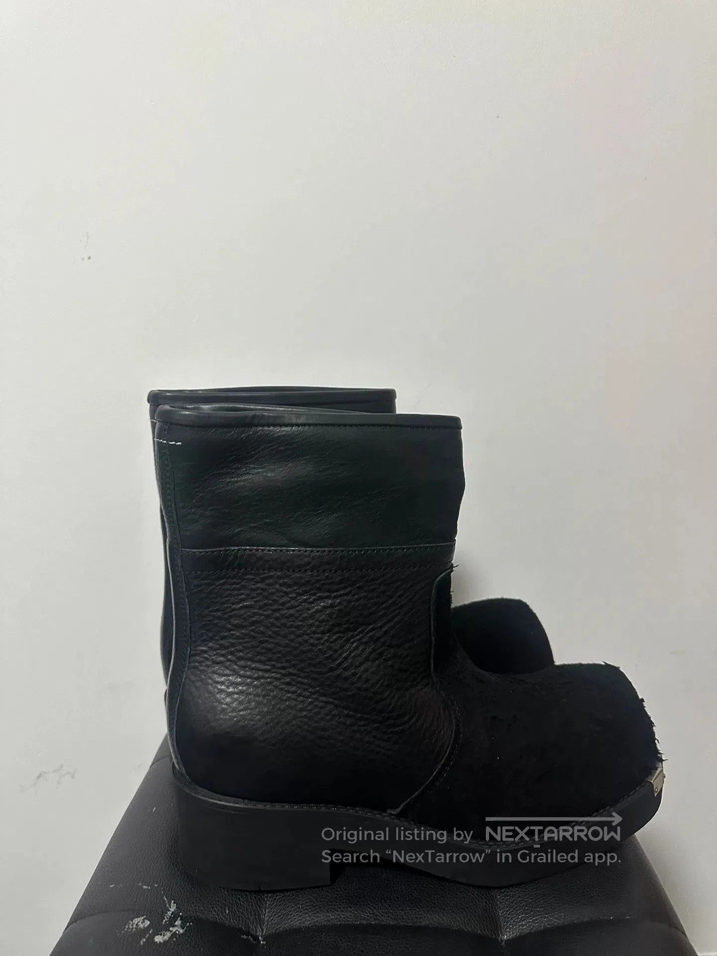 MM6 black plush round toe metal boots. Size US 10 / EU 43 - 4 Thumbnail